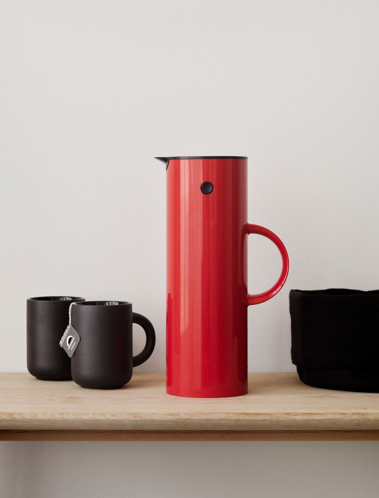 Stelton EM77 Vacuum Insulated Coffee Thermos Jug - 33.8 oz (1 Liter) Stainless Steel Red - Keep Hot/Cold for Hours - Perfect for Office, Travel & Outdoor Adventures
