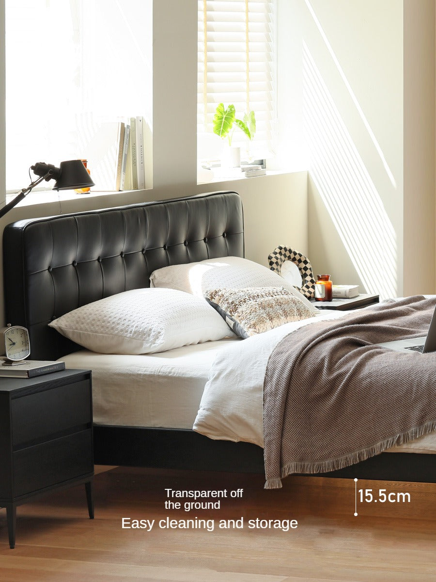 Premium Black Leather Suspension Bed - Luxurious & Durable for Bedroom, Guest Room, or Dorm - Enhances Comfort & Style
