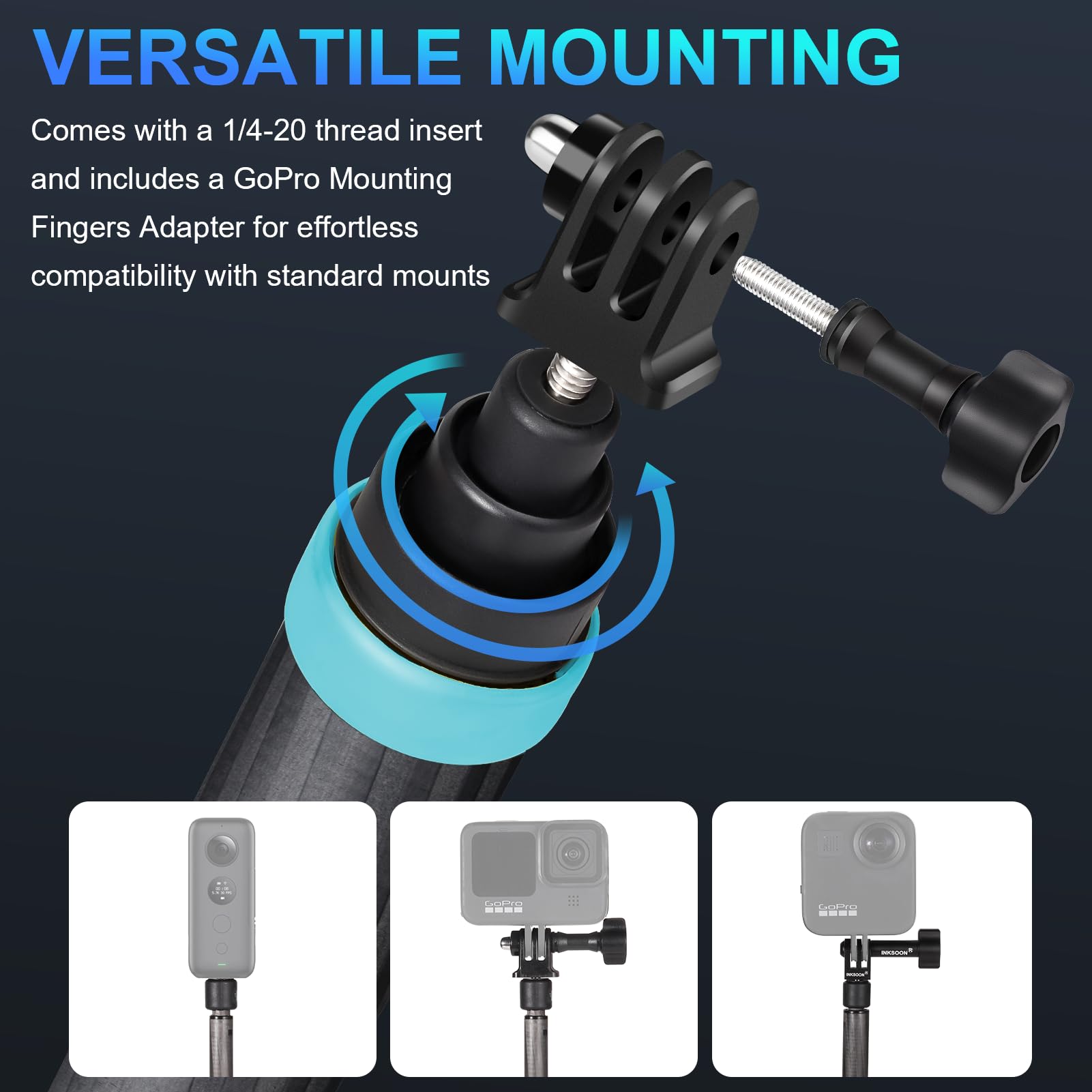 3M Carbon Fiber Extendable Selfie Stick (9.8ft/3M) - Invisible Tripod Mount for Insta360 X4/X3/X2/One RS R, GoPro Hero 13/12/11/10/9/MAX & DJI Osmo Action Cameras - Lightweight Camera Accessories for Travel Vlogging, Hiking & Outdoor Adventures (Grey)