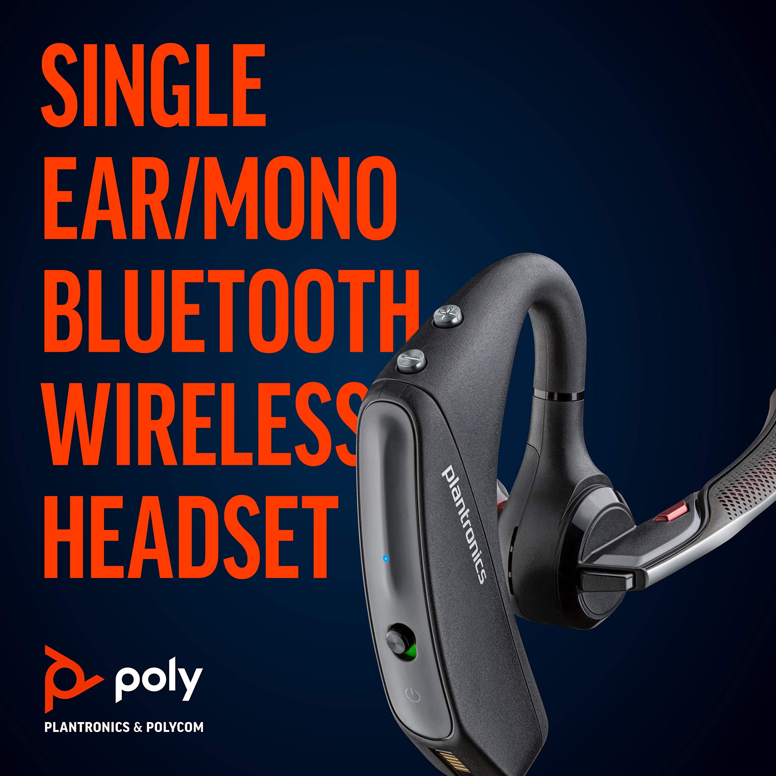 Plantronics Voyager 5200 UC Bluetooth Headset - Single Ear Monaural Wireless Headphone with Noise Cancellation for PC, Mac, Teams & Zoom - Perfect for Office Calls, Remote Work & Video Conferencing