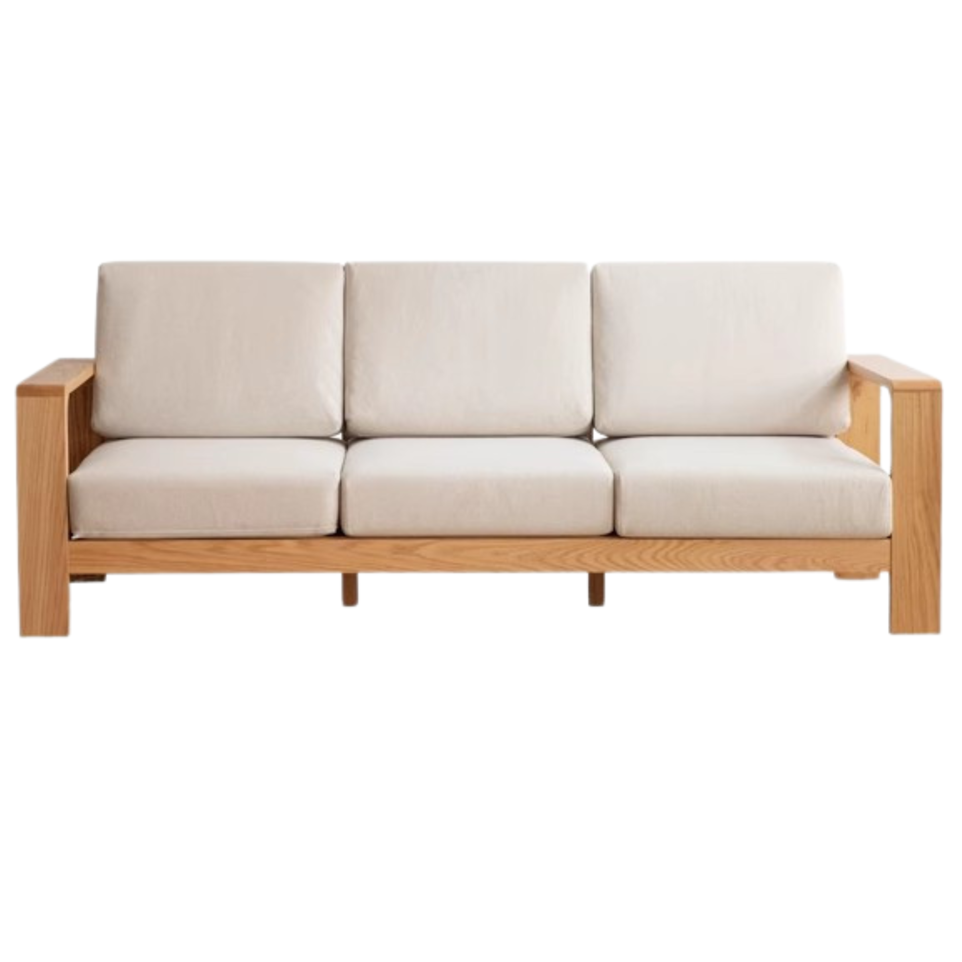 Oak Solid Wood Modern Fabric Sofa - Contemporary Living Room Furniture for Small Spaces & Apartments | Durable & Stylish Home Decor