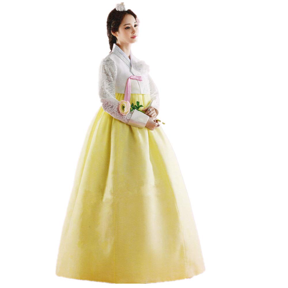 Korean Traditional Hanbok Lace Wedding Dress - Elegant White Korean National Costume for Brides | Perfect for Weddings, Cultural Events & Photoshoots