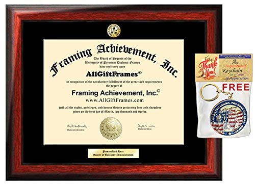 Custom Graduation Frame for University Degrees - Personalized Engraved Plaque with Satin Finish in Rich Mahogany Wood - Display Case for Diplomas, Certificates & Licenses - Perfect for Office Decor, Home Display & Gift Giving