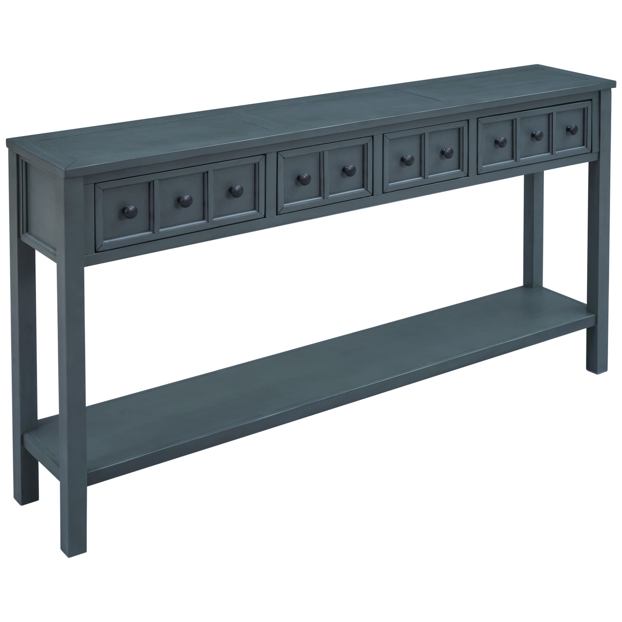 Merax Farmhouse Console Table with Storage Drawers & Bottom Shelf - Rustic Entryway Hall Table, Narrow Sofa Table for Living Room, Bedroom, or Office - Navy Blue Home Decor Furniture for Small Spaces