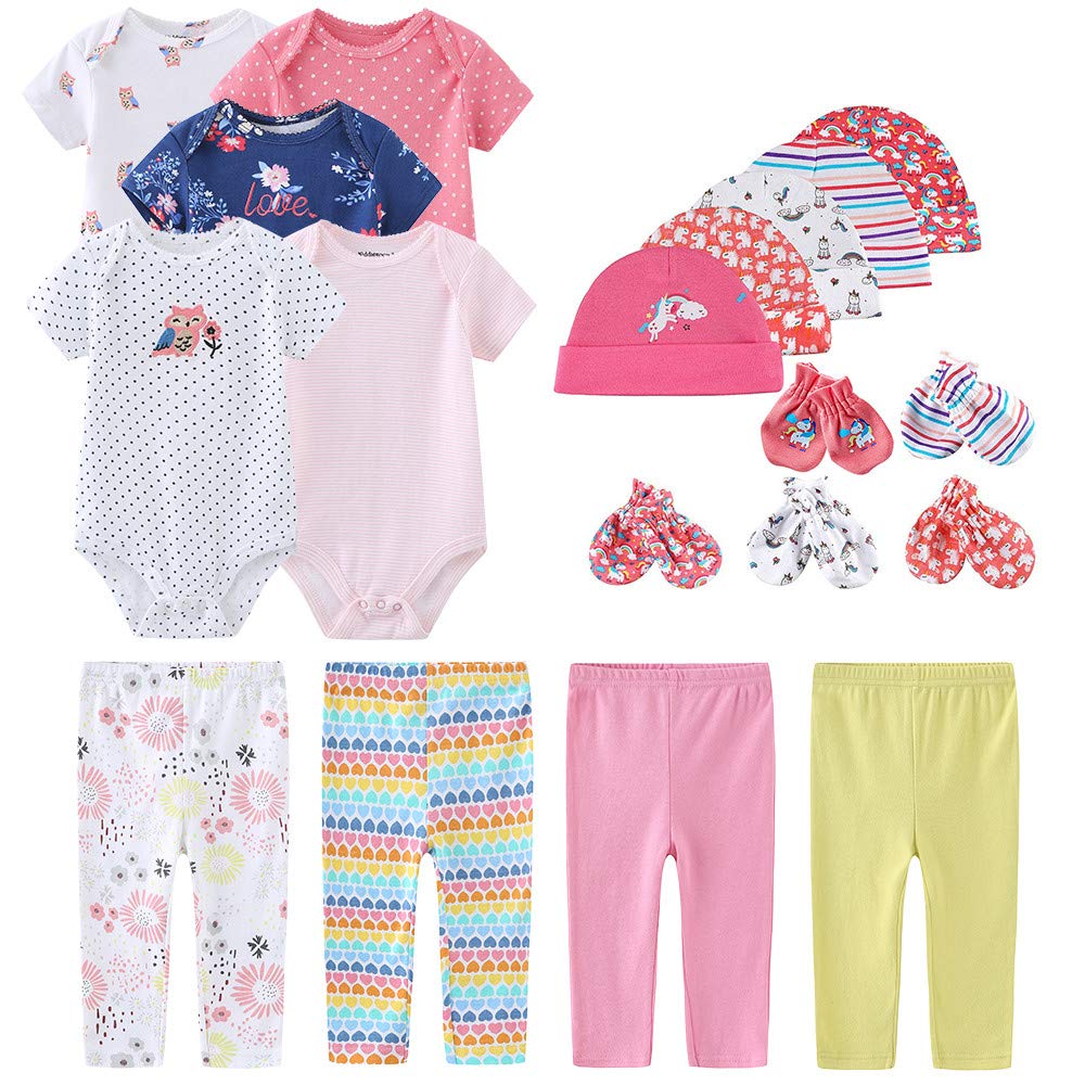 Kiddiezoom Newborn Baby Clothes Set - Cute Outfits, Pants & Bodysuits for Baby Girls & Boys 0-3 Months | Perfect Gift & Layette Set for Newborns, Baby Showers & First Photos