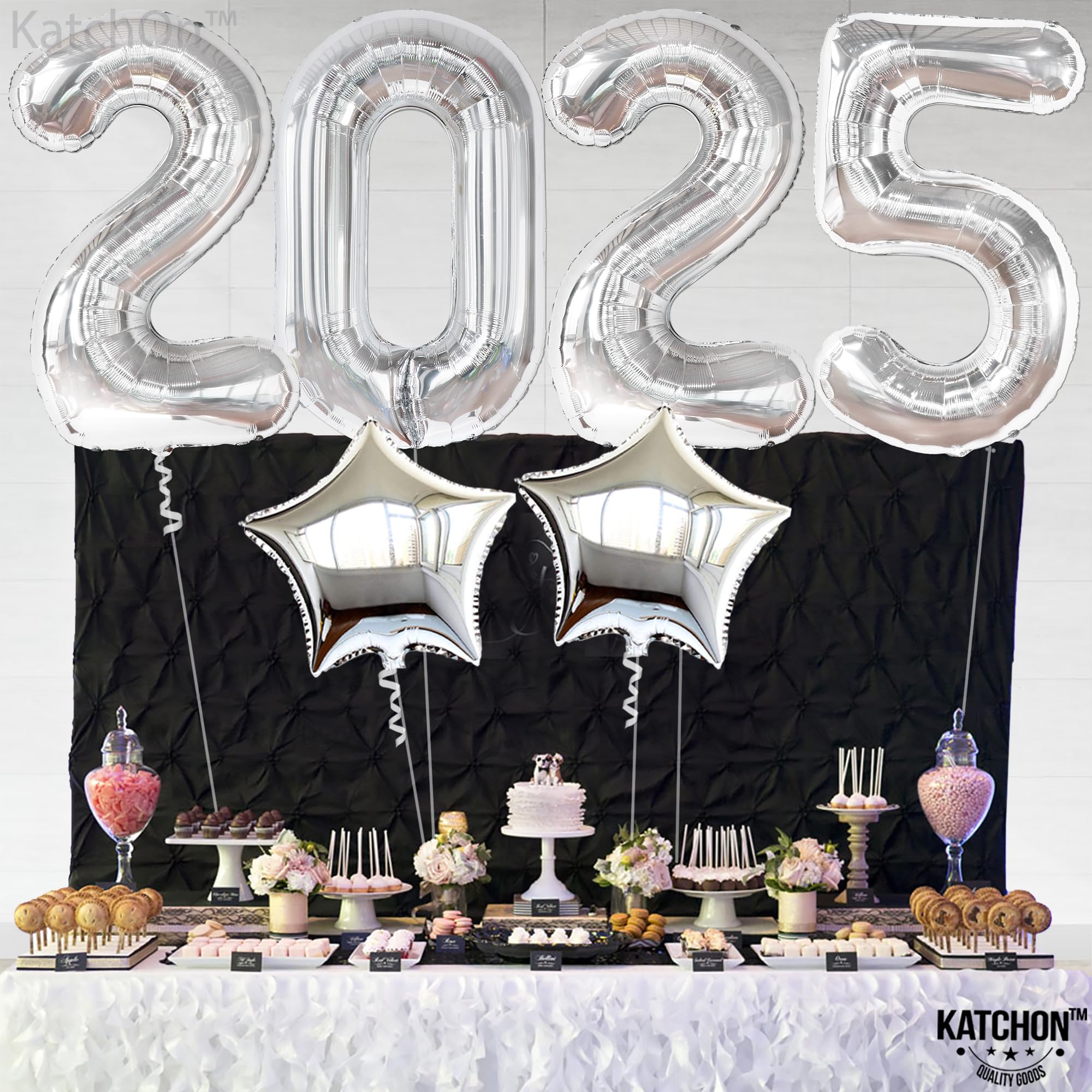 KatchOn 40 Inch Silver 2025 Graduation Balloons - Class of 2025 Party Decorations | Large Metallic Balloons for Graduation Ceremony, Photo Backdrops & Celebration Decor
