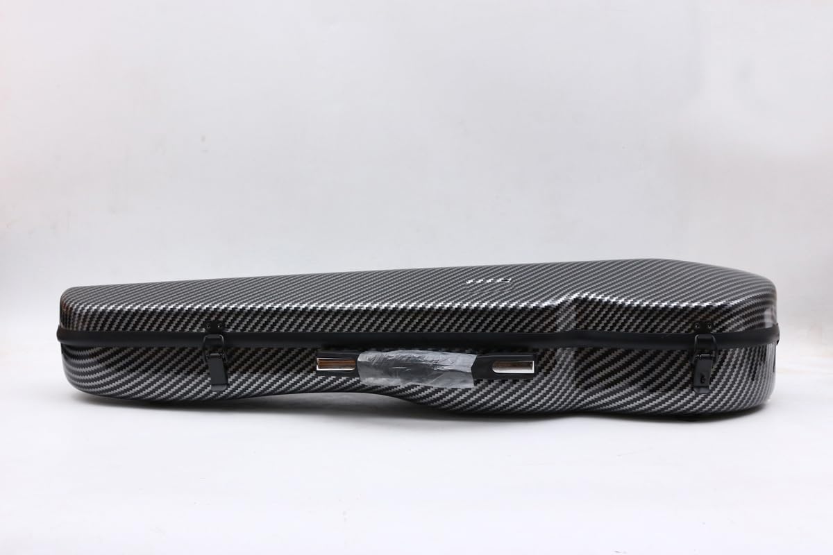 Yinfente 4/4 Carbon Fiber Violin Case - Lightweight & Durable with Thick Padding (Black/White Triangle Design) - Perfect for Professional Musicians & Travel Protection