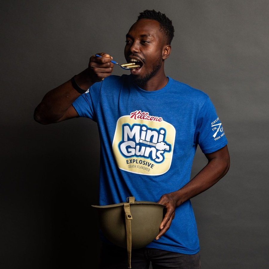 Mini Guns T-Shirt - Royal Blue Graphic Tee for Men & Women | Cool Casual Streetwear for Concerts, Parties & Everyday Wear
