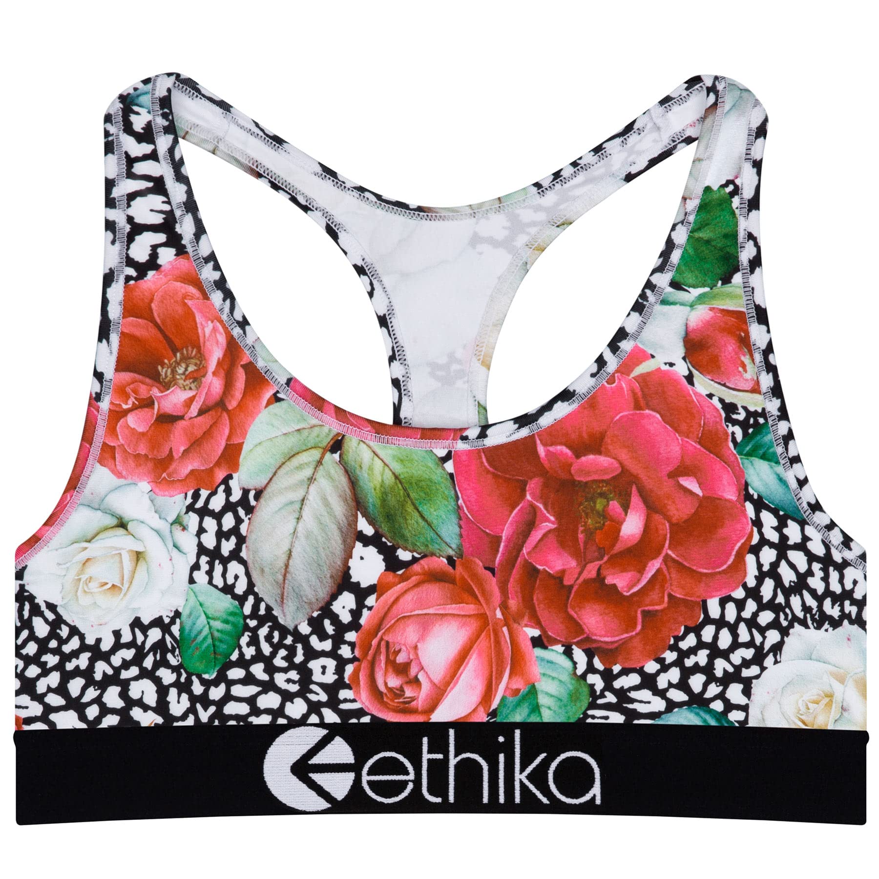 Ethika Women's Sports Bra - Wild Rose Print | High Support Workout Top for Running, Yoga & Gym | Comfortable & Breathable Activewear