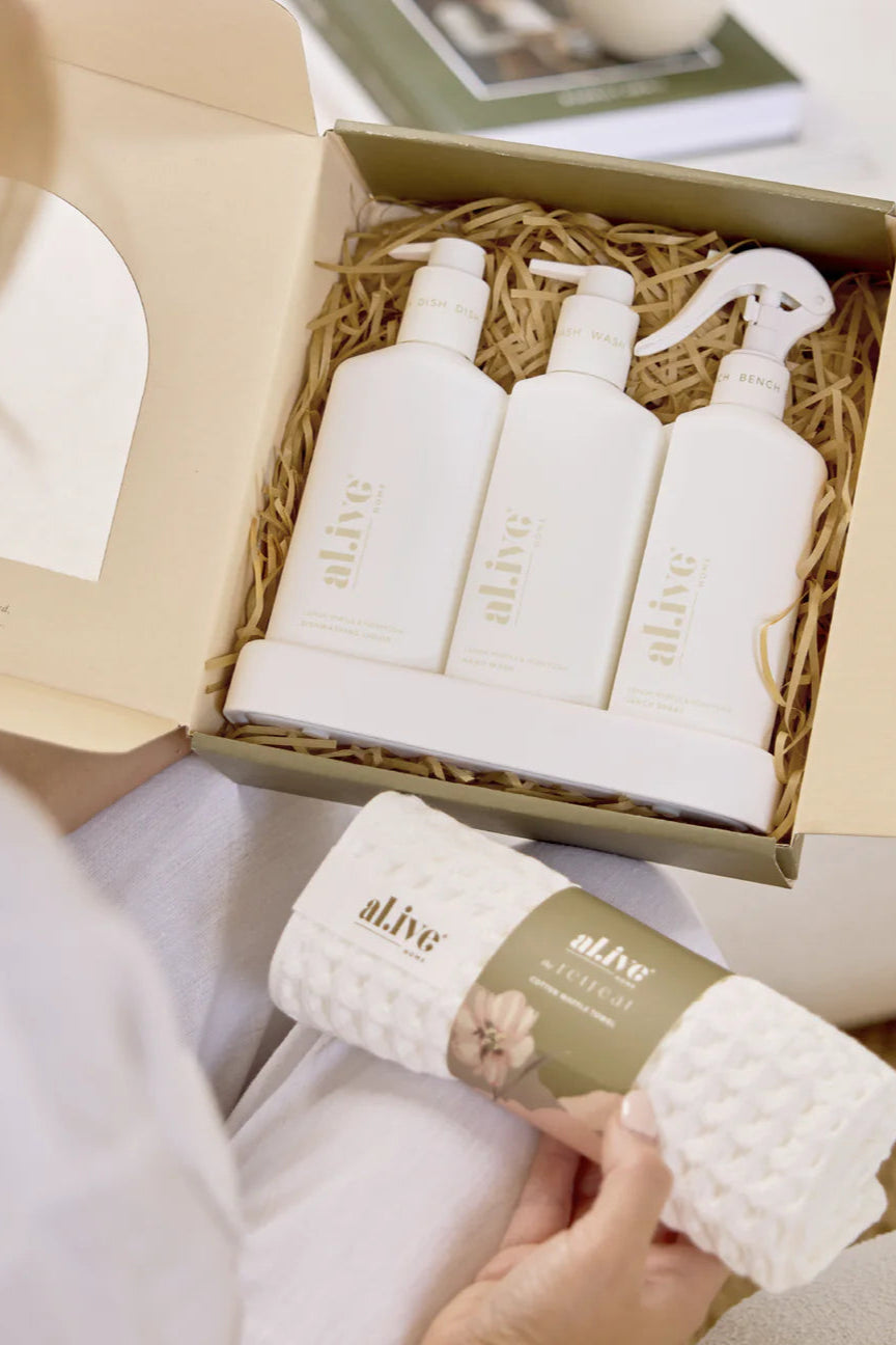 Lemon Myrtle & Honeydew Scented Kitchen Trio Set with Towel - Perfect for Spa Retreat Gifts, Home Relaxation & Aromatherapy