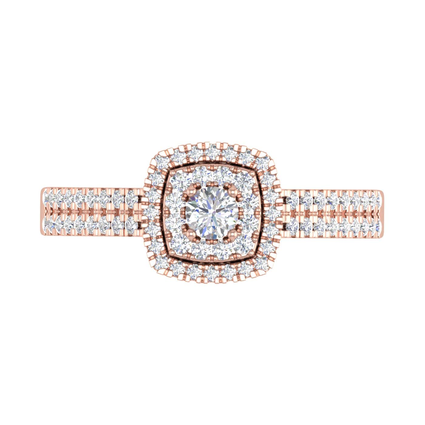 1/2 Carat Double Halo Diamond Engagement Ring in 10K Gold - Perfect for Wedding, Proposal & Anniversary Gifts