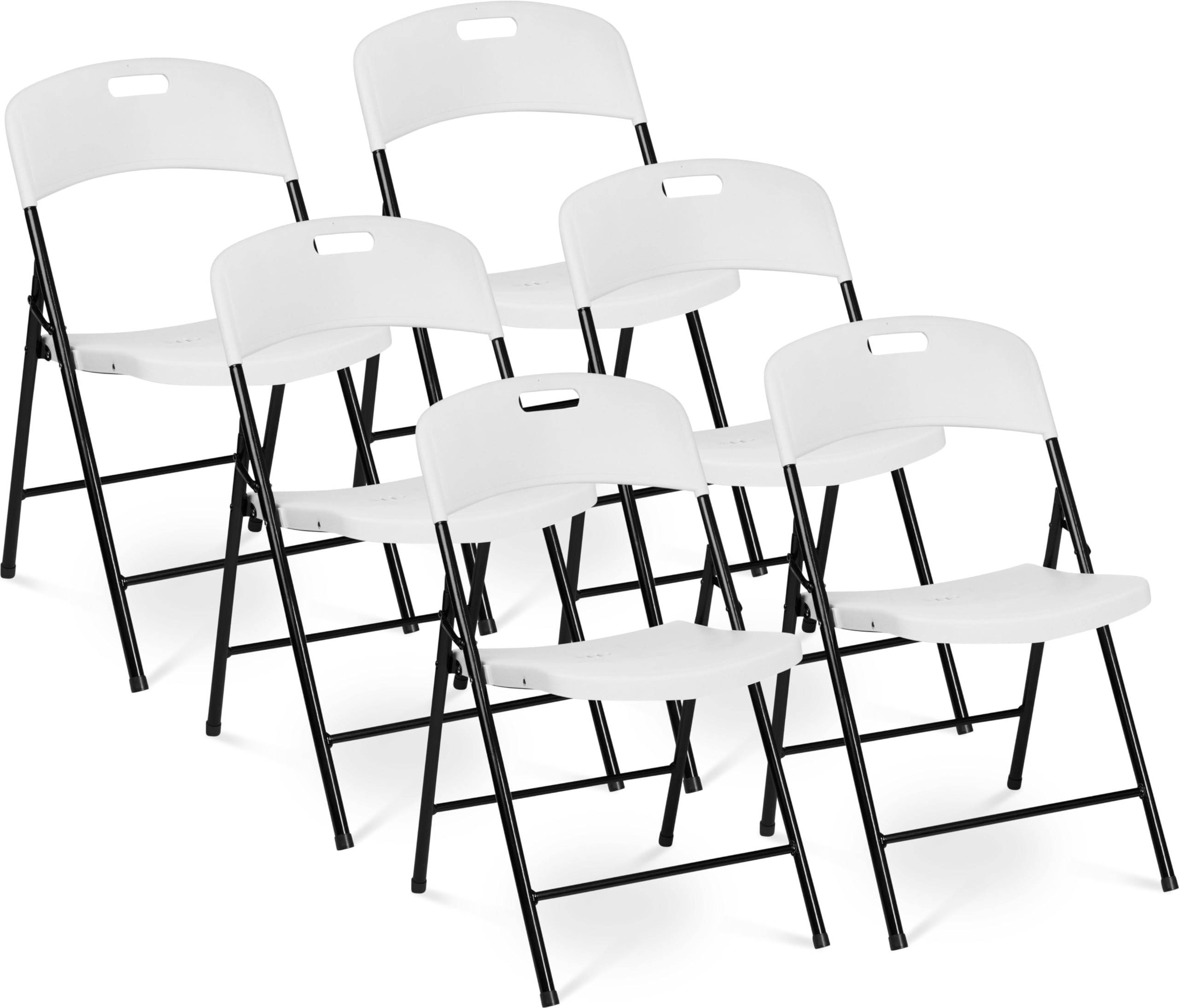 Commercial Stackable Folding Chairs - 6 Pack White Plastic Indoor/Outdoor Chairs for Office, Wedding, Party, Picnic & Dining - 350lb Capacity | Perfect for Events, Restaurants & Home Use