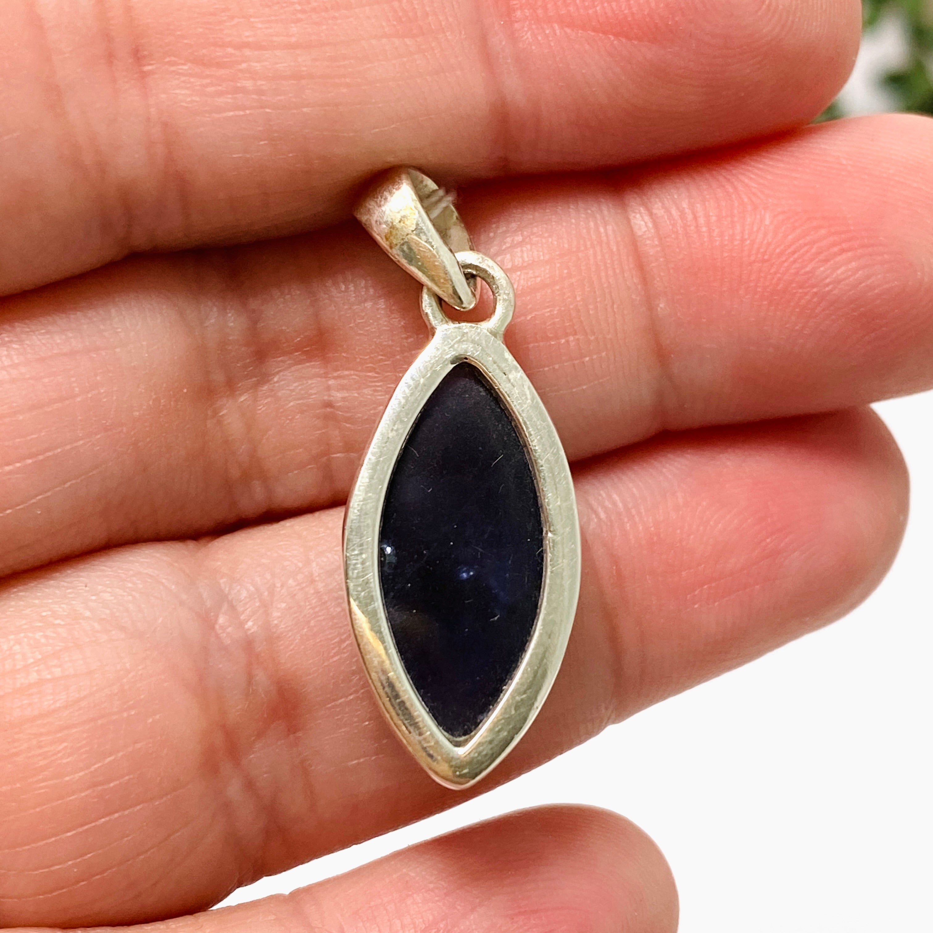 Natural Iolite Marquise Cabochon Pendant Necklace - PPGJ874 | Healing Stone Jewelry for Meditation & Energy Balancing