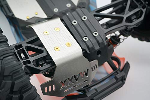 GPM Stainless Steel Skid Plates 36Pc Set for Traxxas 1/10 Maxx 4WD Monster Truck - Front, Center & Rear Chassis Upgrade Parts (Hollow Version) | Off-Road Protection & Durability Enhancement