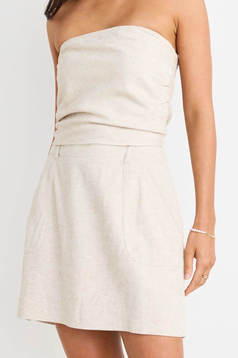 Strapless Linen Blend Top for Women - Breathable & Comfortable Summer Fashion - Perfect for Beach, Vacation, and Casual Outings
