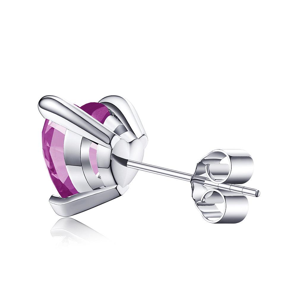 1 CT Heart Shaped Birthstone Stud Earrings - Genuine Gemstone Jewelry for Women, Perfect Gift for Anniversary, Valentine's Day & Mother's Day - Elegant Everyday Wear & Special Occasions