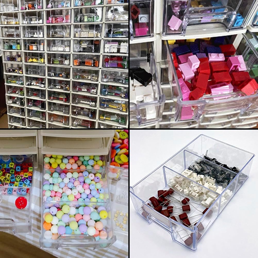 12 Pack Clear Plastic Drawer Organizer for Small Parts - Desk Storage Container for Screws, Legos, Art Supplies, Beads & Hair Accessories | Perfect for Craft Rooms, Workshops & Home Organization