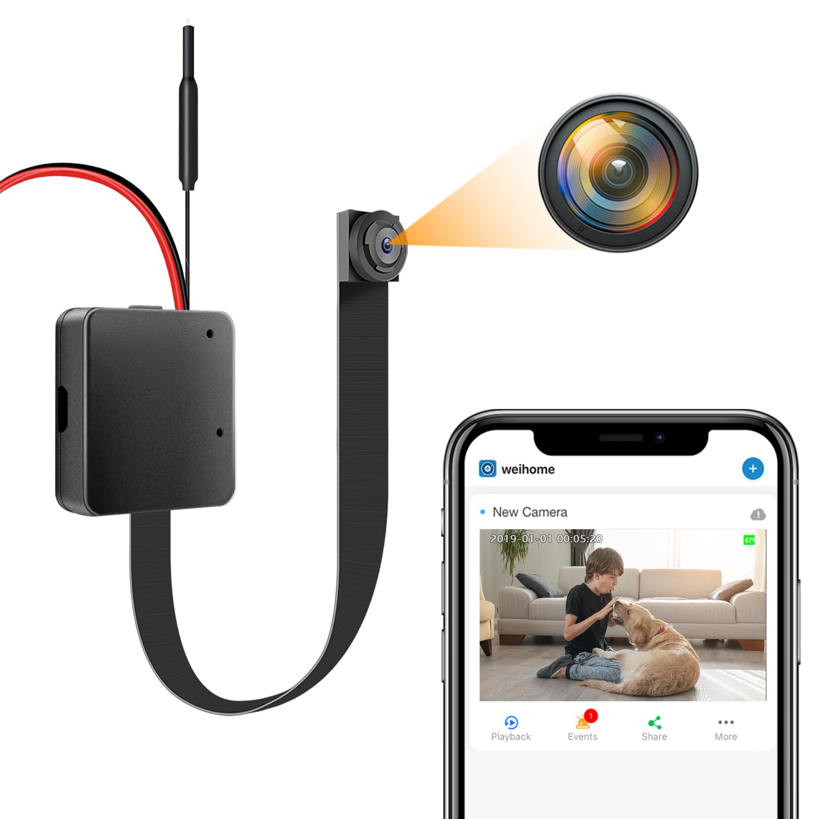 Mini Spy Camera 1080P - WiFi Hidden Security Camera with Motion Detection & App Alerts - Wireless Micro Surveillance Camera with 2000mAh Battery - Perfect for Home Security, Nanny Monitoring & Office Surveillance