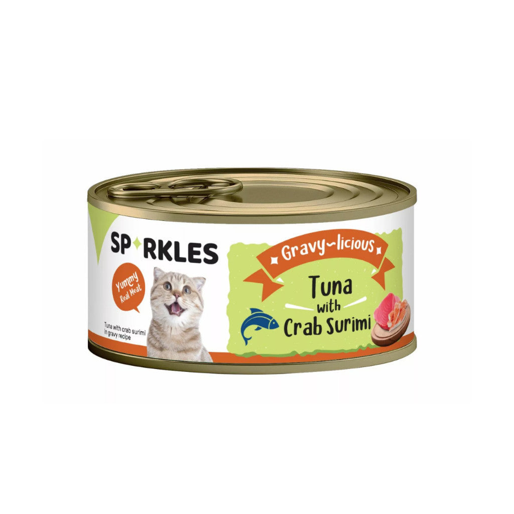 24-Pack Sparkles Gravylicious Jellylicious Wet Cat Food - 80g Cans with Chicken, Tuna & Salmon - Healthy Nutritious Meal for Adult & Senior Cats - Perfect for Daily Feeding & Weight Management