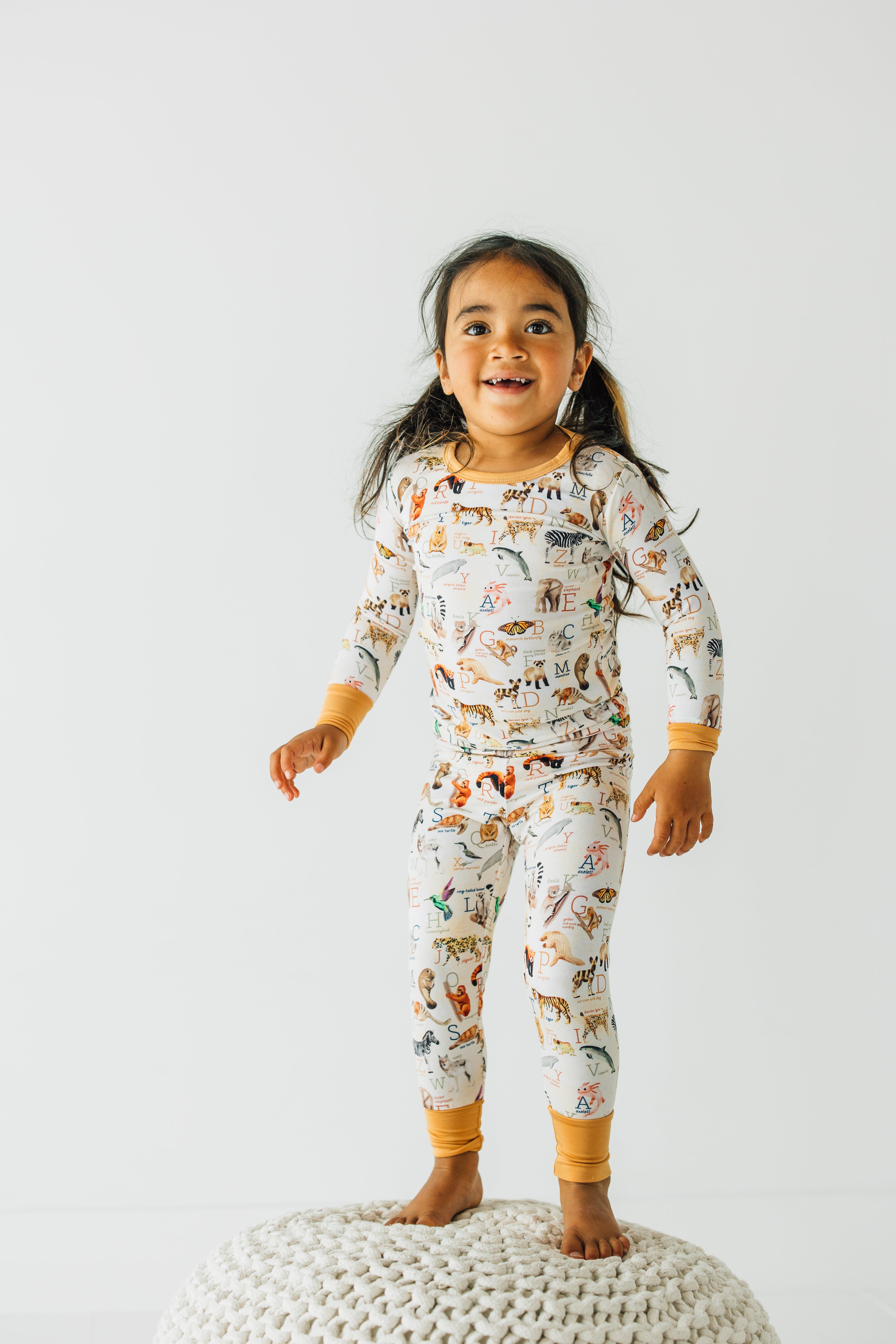 Endangered Animals Alphabet Two Piece Pajama Set for Women - Soft Cotton Sleepwear with A-Z Animal Print for Kids & Adults - Perfect for Bedtime, Lounging & Family Matching Outfits