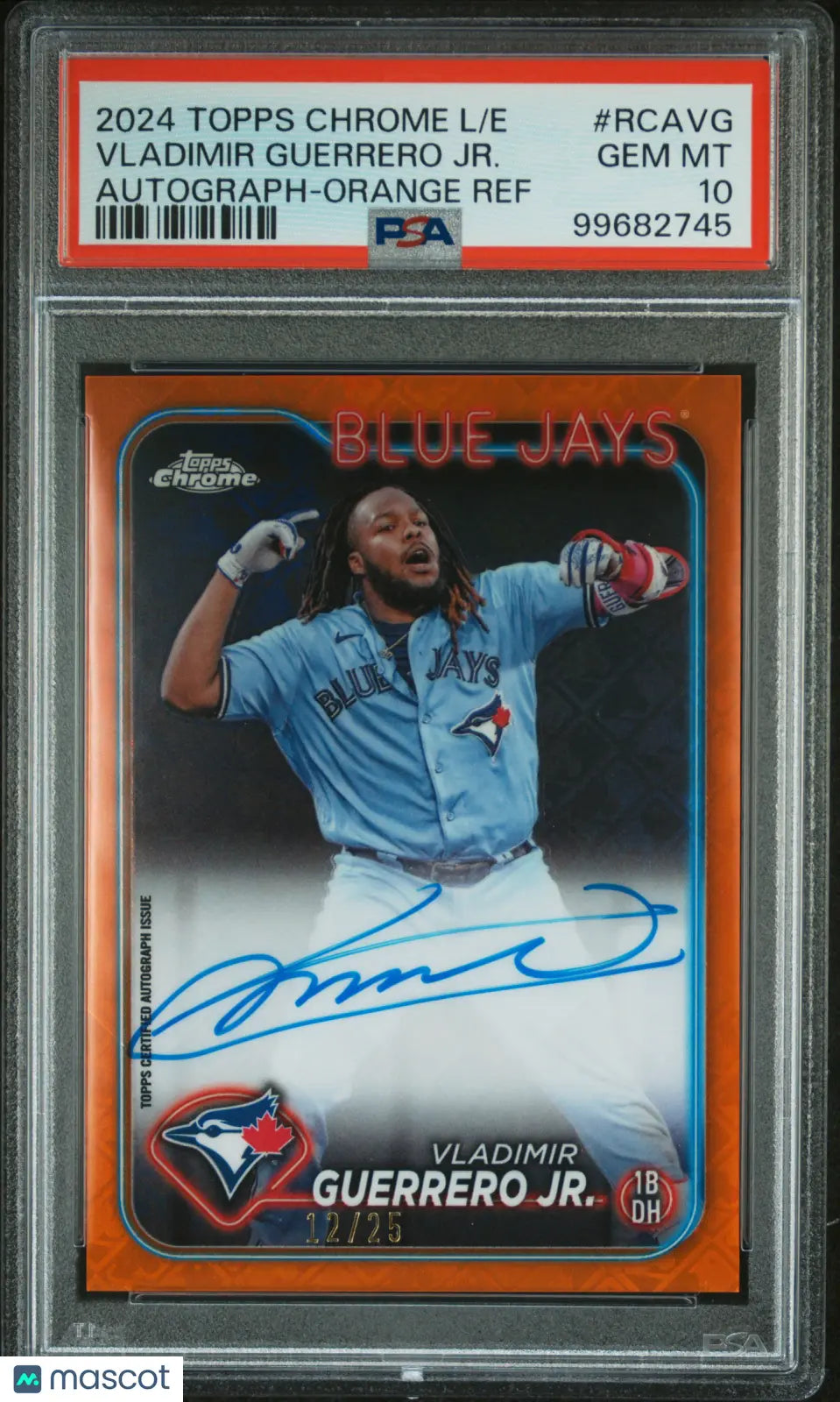2024 Topps Chrome Limited Edition Orange Refractor Autograph Vladimir Guerrero Jr. PSA 10 /25 - Rare Baseball Card for Collectors & Sports Memorabilia Enthusiasts
