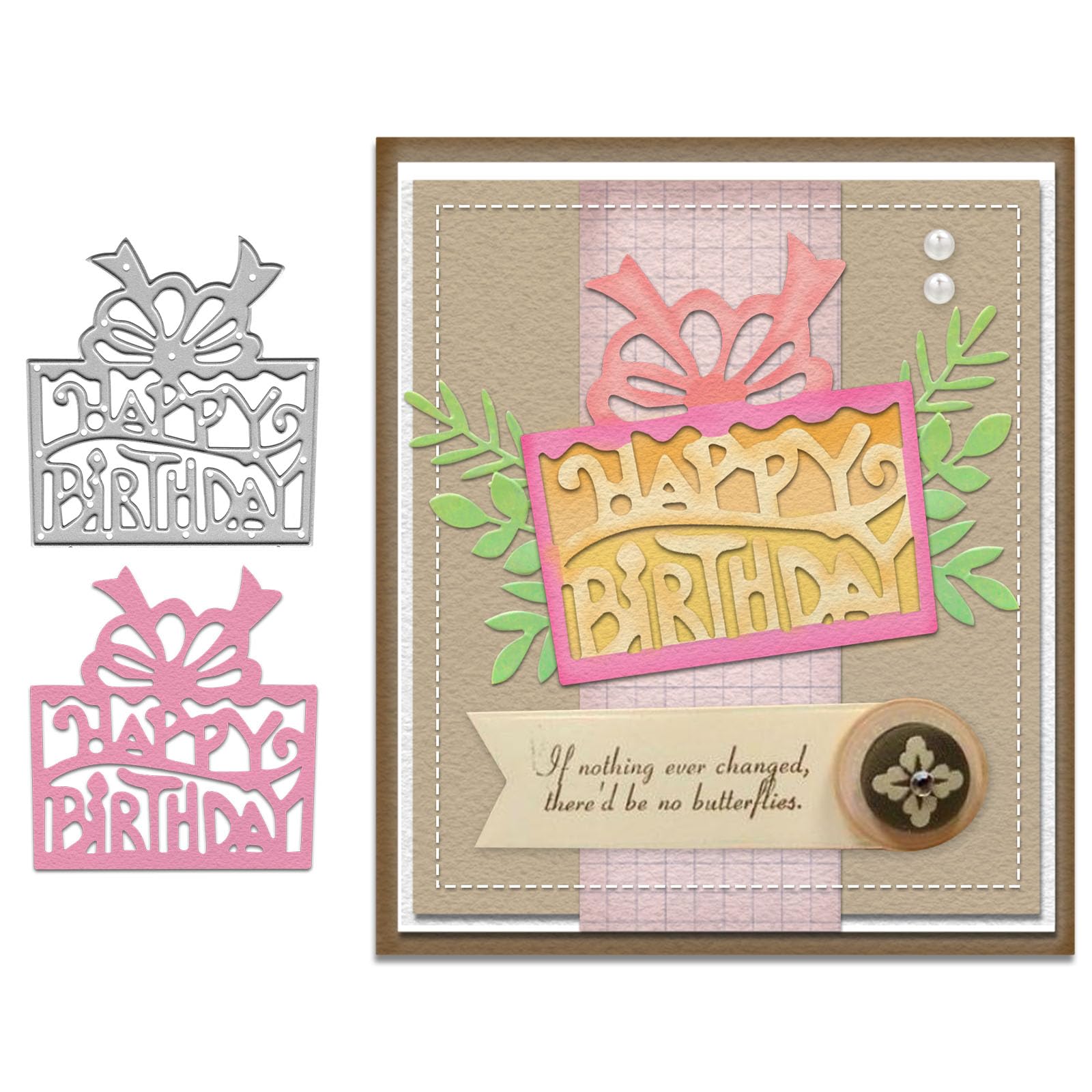 Metal Happy Birthday Cutting Dies for Card Making - DIY Scrapbooking Embossing Stencils & Gift Box Templates | Perfect for Greeting Cards, Album Decorations, and Handmade Paper Crafts