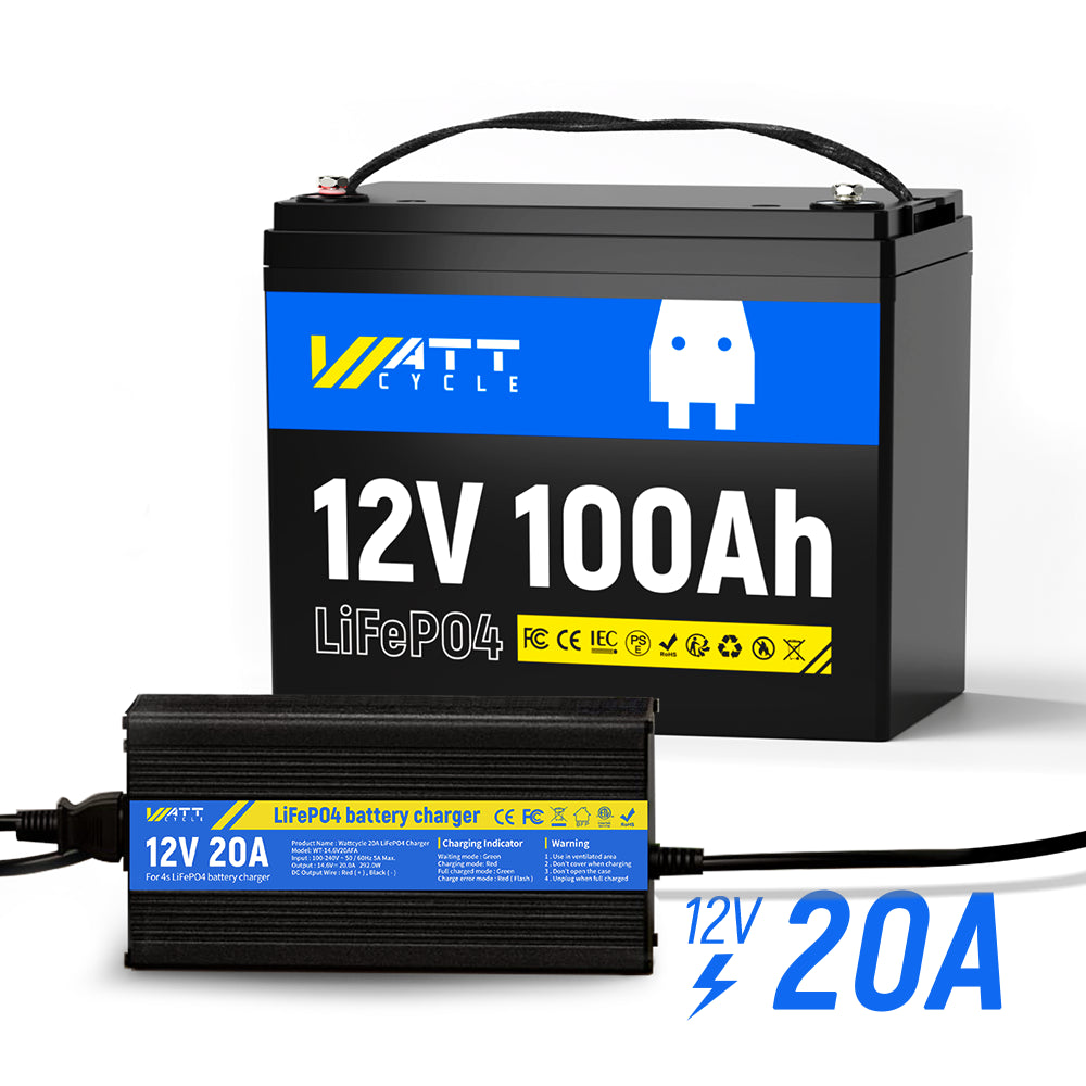 12V 100Ah Group 24 LiFePO4 Lithium Iron Phosphate Battery Kit - Deep Cycle for RV, Marine, Solar & Off-Grid Power Systems