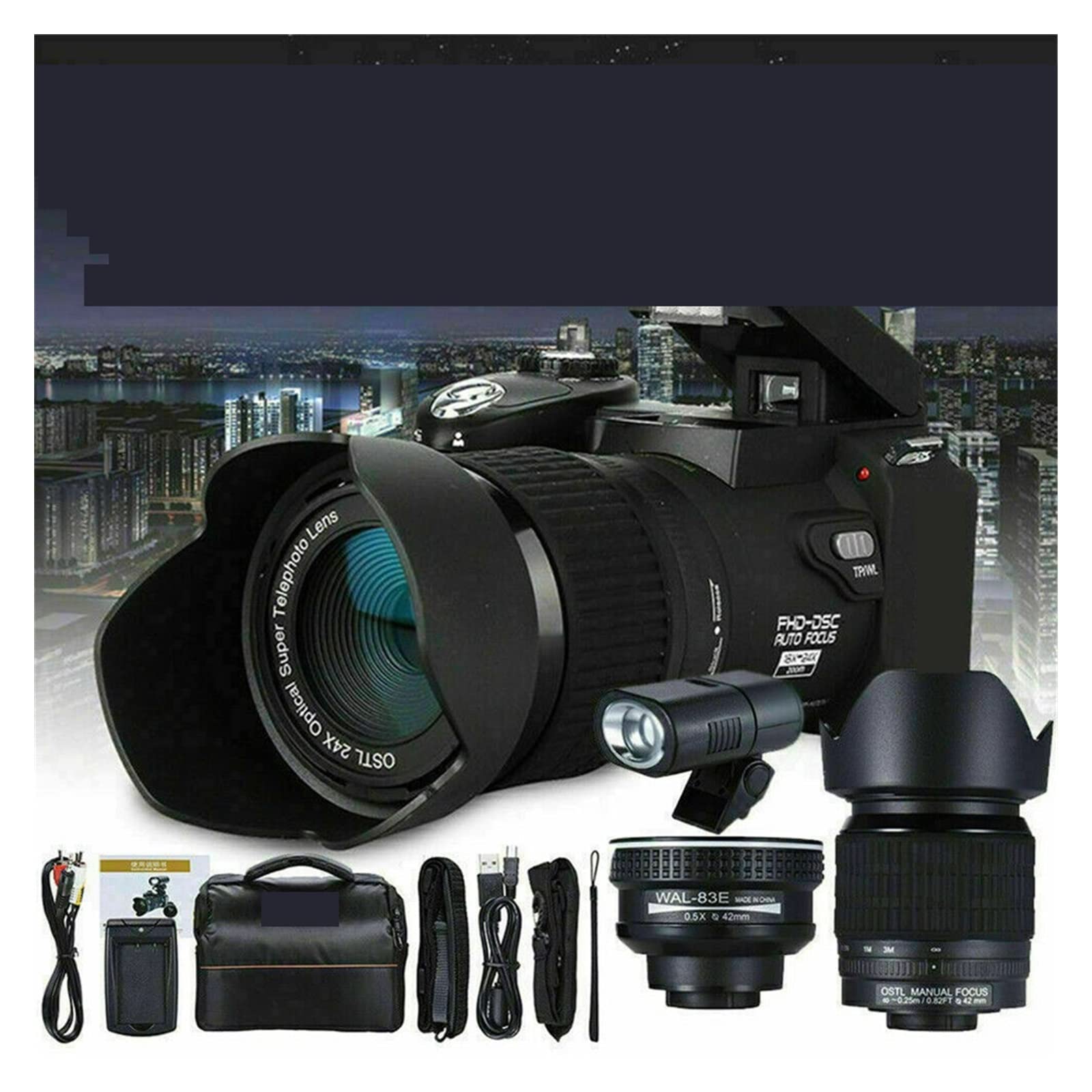 AUBEST 1080P HD Digital Video Camera Camcorder with 24X Optical Zoom, 33MP Auto Focus, 3