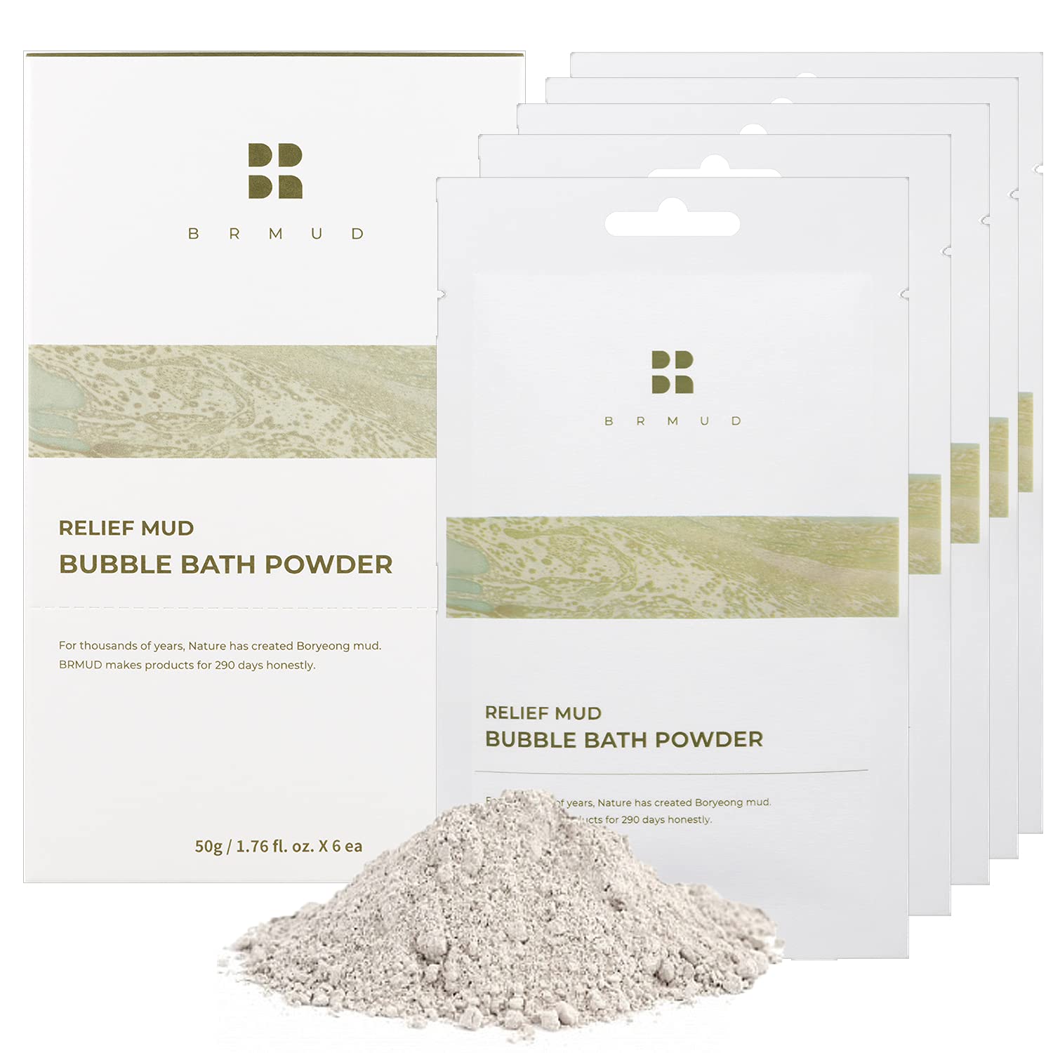 Relief Mud Bubble Bath Powder 50g (Pack of 6) - Natural Moisturizing Bath Powder for Kids & Adults | Long-Lasting Bubbles with Sebum Control & Hydration | Perfect for Relaxation, Spa Nights & Stress Relief