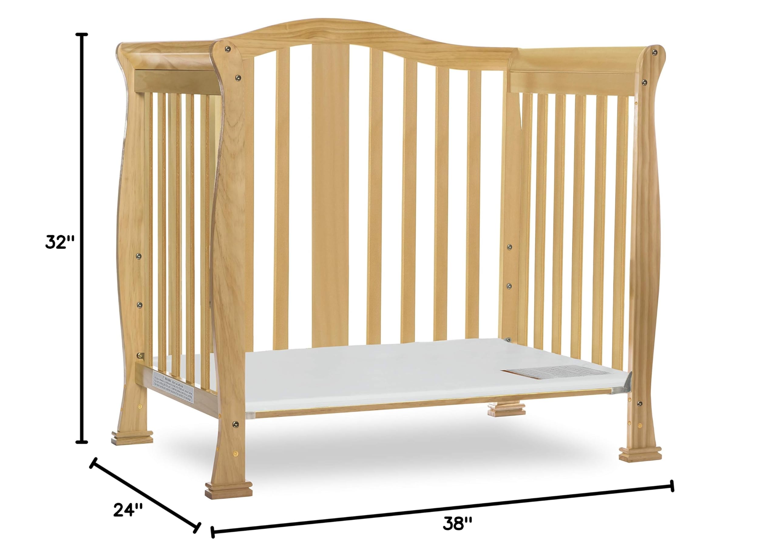 **Dream On Me Addison 4-in-1 Convertible Mini Crib – Natural New Zealand Pinewood, Greenguard Gold Certified, Non-Toxic Finishes, Includes 1” Mattress Pad – Perfect for Nursery, Small Spaces & Travel**