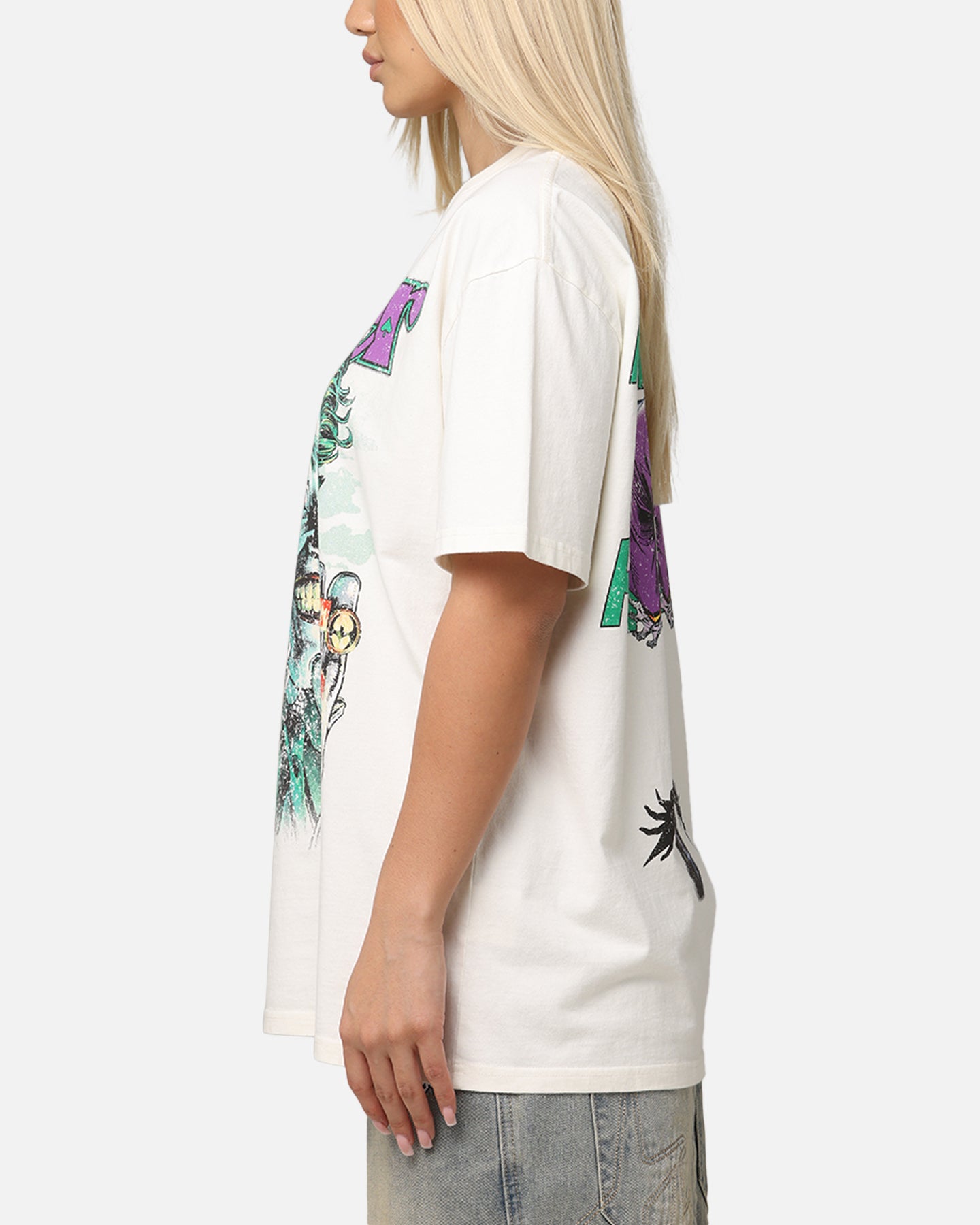 DC Batman The Joker Graphic T-Shirt - Vintage Heavy Cotton Tee for Men & Women - Off White - Perfect for Cosplay, Comic Con & Casual Wear