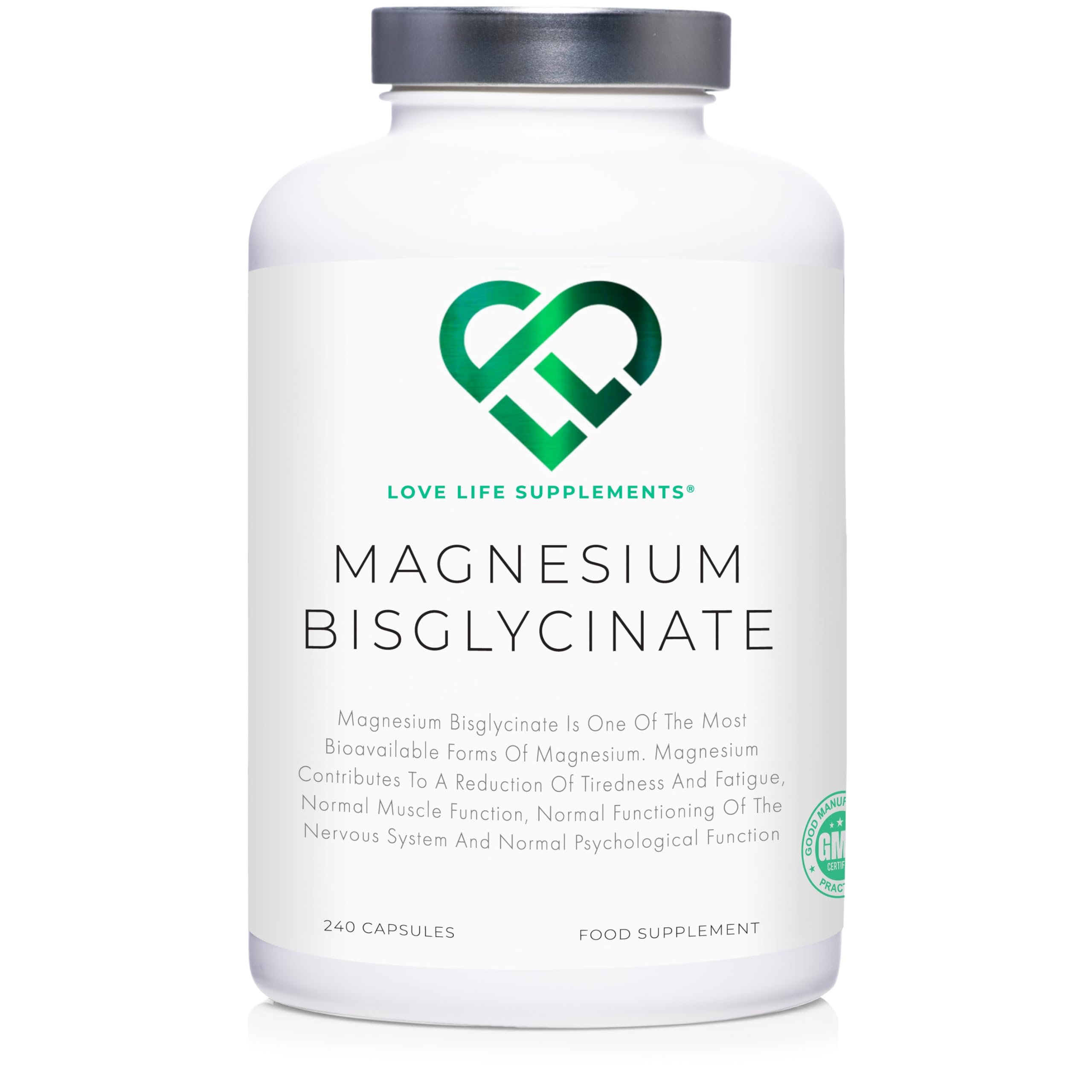 Premium Magnesium Glycinate (Bisglycinate) 2750mg - 240 Vegan Capsules (60 Servings) | Highly Bioavailable Chelated Magnesium Supplement | GMP Certified, UK Made | Supports Muscle Relaxation, Sleep & Stress Relief | Love Life Supplements
