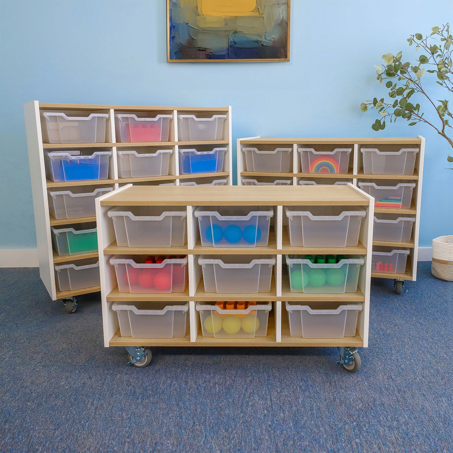 Elevated 15-Tray Mobile Cabinet WB1935 - Heavy-Duty Rolling Storage Cart for Office, Salon, or Workshop Organization