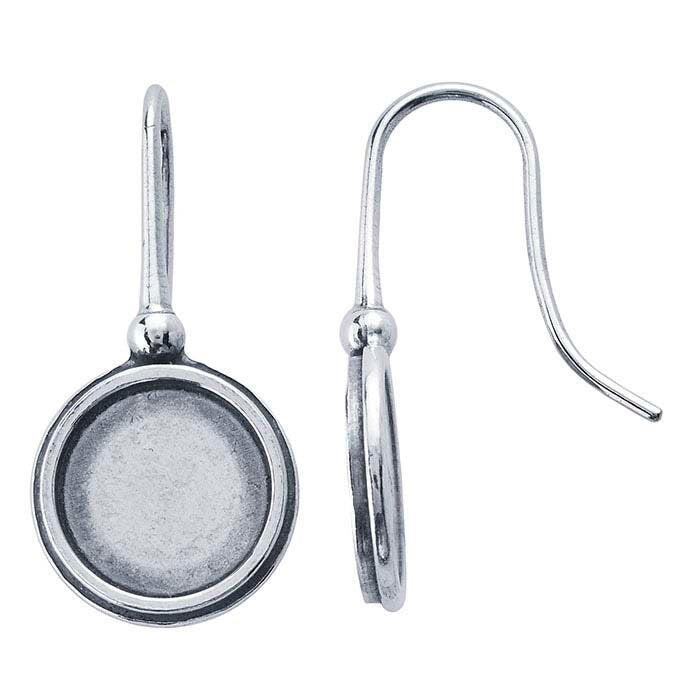 Sterling Silver 5-10mm Round Cabochon Ear Wire Mountings - DIY Earring Hooks & Blank Settings for Handmade Jewelry Making - Perfect for Crafters, Jewelry Designers and DIY Enthusiasts