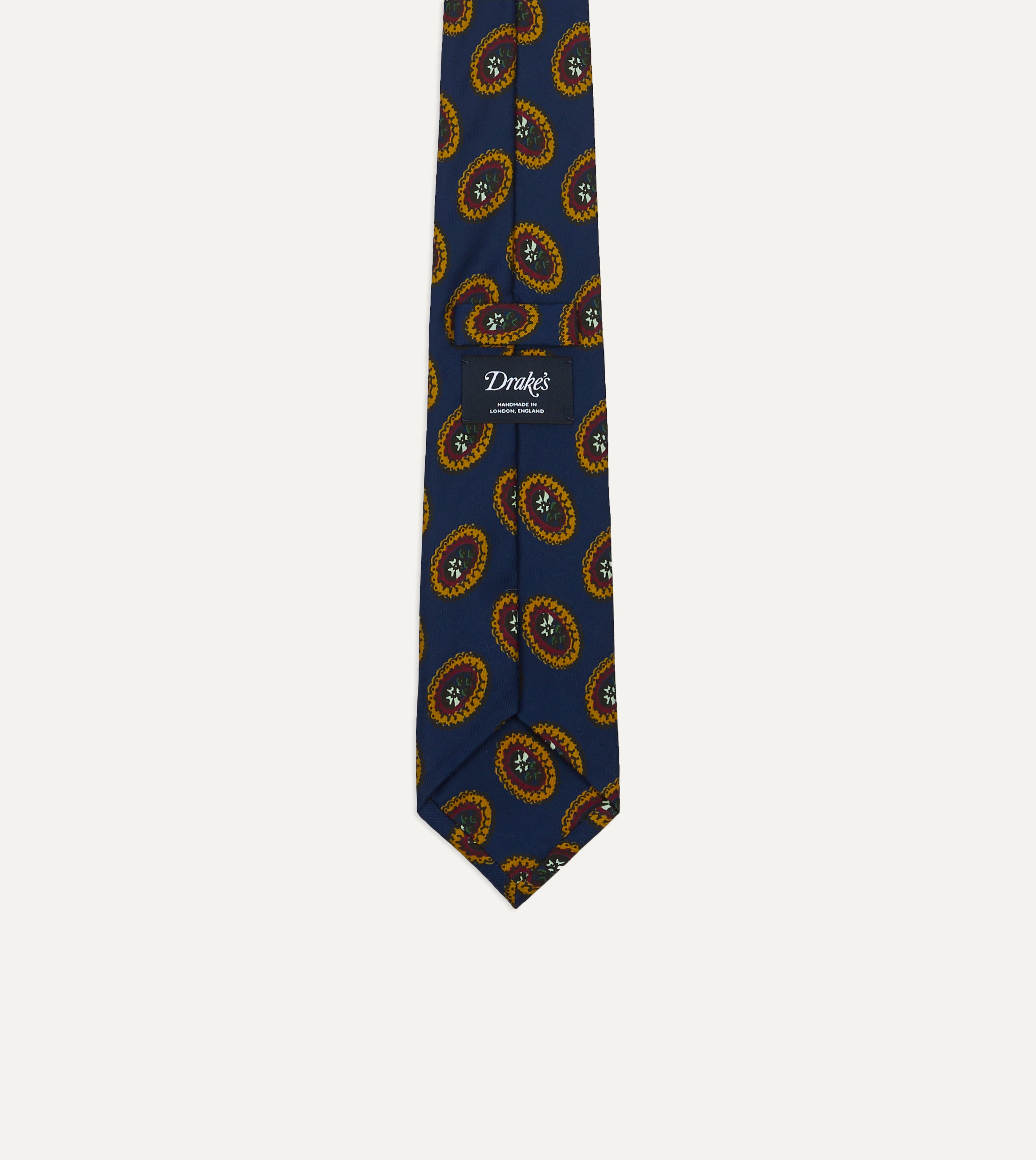 Royal Blue Silk Necktie with Oval Medallion Print - Elegant Self-Tipped Design for Business, Weddings & Formal Occasions
