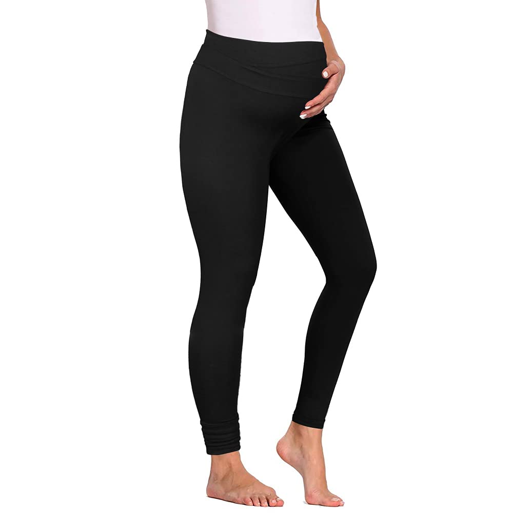 Mothera Bamboo Maternity Leggings Over The Belly - Soft High Waisted Pregnancy Pants for Women, Breathable & Stretchy Black Yoga Leggings | Perfect for Pregnancy, Postpartum & Everyday Comfort