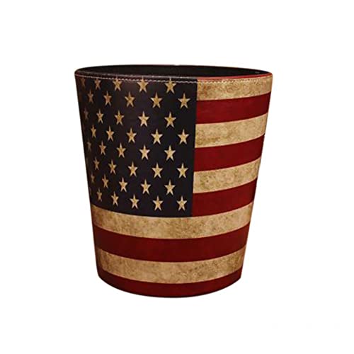Qinlee Stylish Leather Wastebasket - Round Decorative Trash Can for Bathroom, Bedroom, Kitchen, Home Office & Kids Room - Durable Garbage Bin with Premium Leather Design (Style6) - Perfect for Home Decor, Office Organization & Waste Management