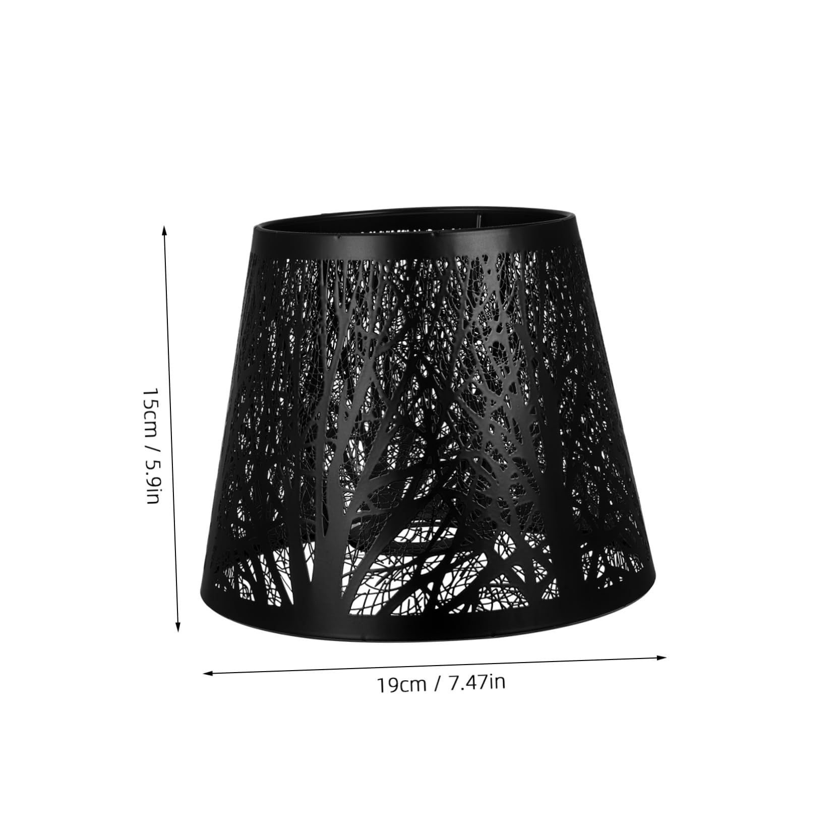 Uonlytech Black Metal Hollow Tree Shadow Lamp Shade - Durable Clip-On Design for Table & Floor Lamps (7.47x7.47x5.89 Inches) - Perfect for Living Room, Bedroom & Office Lighting Decor