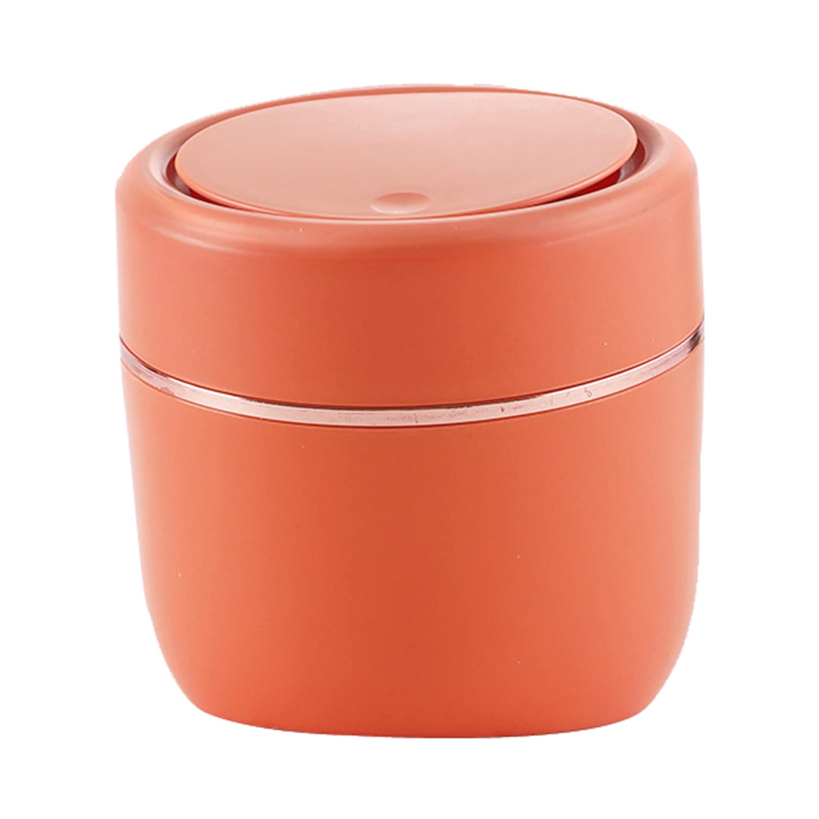 Meideli Mini Trash Can with Press Lid & Tilt Design - Nordic Style Small Waste Bin for Kitchen, Office, Desk, Bedroom & Bathroom - Perfect for Home, Office & Dorm Organization (Orange)