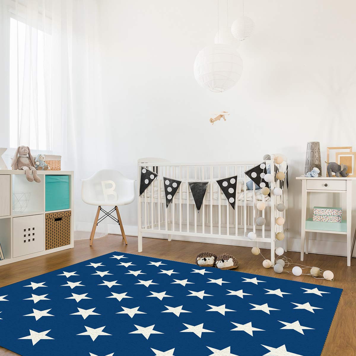 2'7''x5' Independence Day Star Pattern Non-Slip Area Rug - Washable Living Room, Bedroom, Kitchen Mat & Front Porch Doormat | Perfect for Patriotic Home Decor, Entryway Floor Covering and Bath Runner