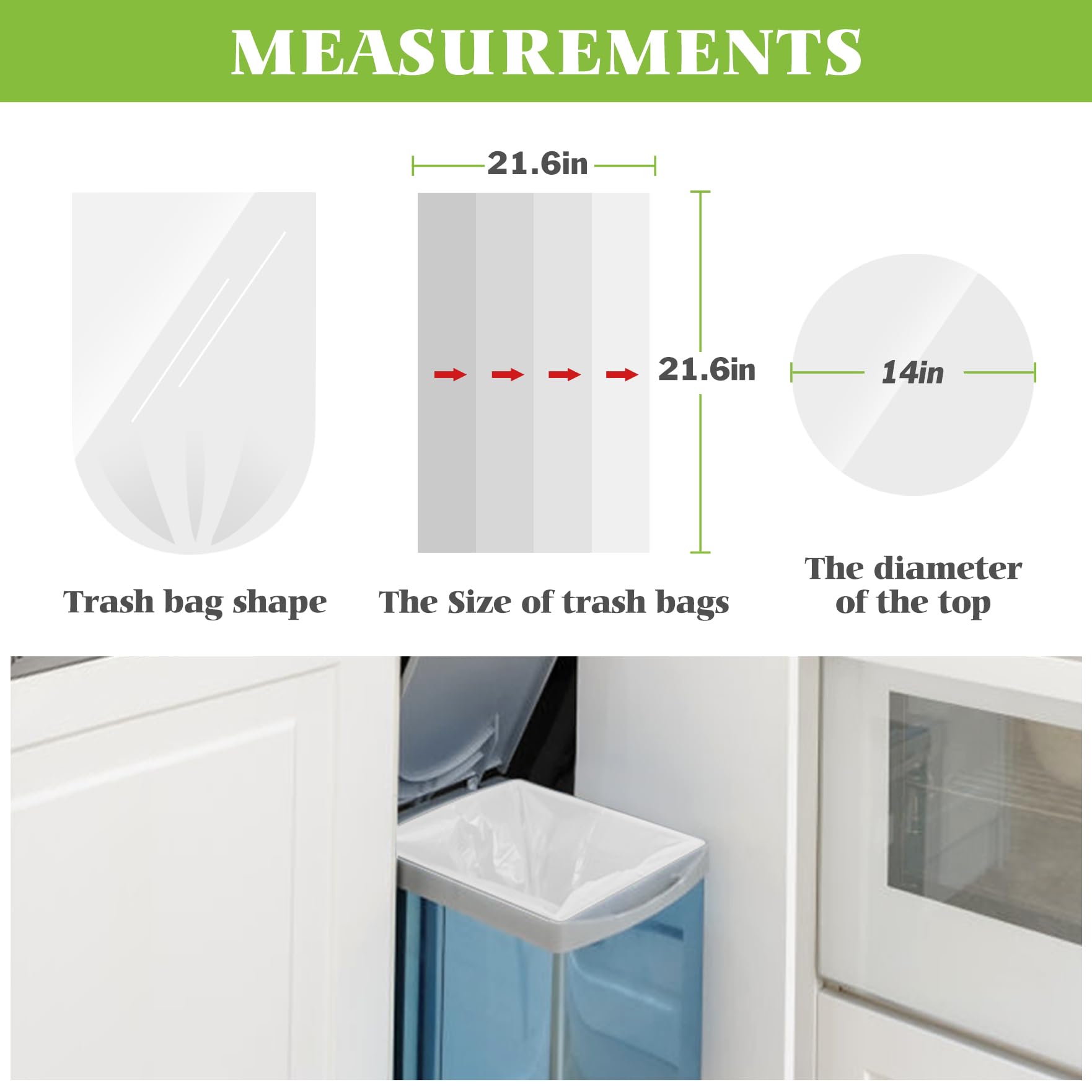 Teivio 5 Gallon 100 Count Heavy Duty Trash Bags - Strong Garbage Bags for Bathroom, Kitchen & Office - Clear Plastic Bin Liners for Small Trash Cans - Perfect for Home, Office & Commercial Use