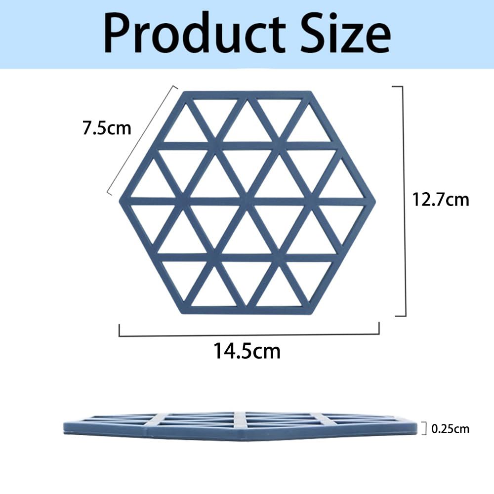 Premium Silicone Table Mats Set of 4 - Heat Resistant Non-Slip Dining Table Mats, Trivets & Coasters for Hot Pots & Bowls - Durable Kitchen Accessories for Dining, Serving & Home Decor