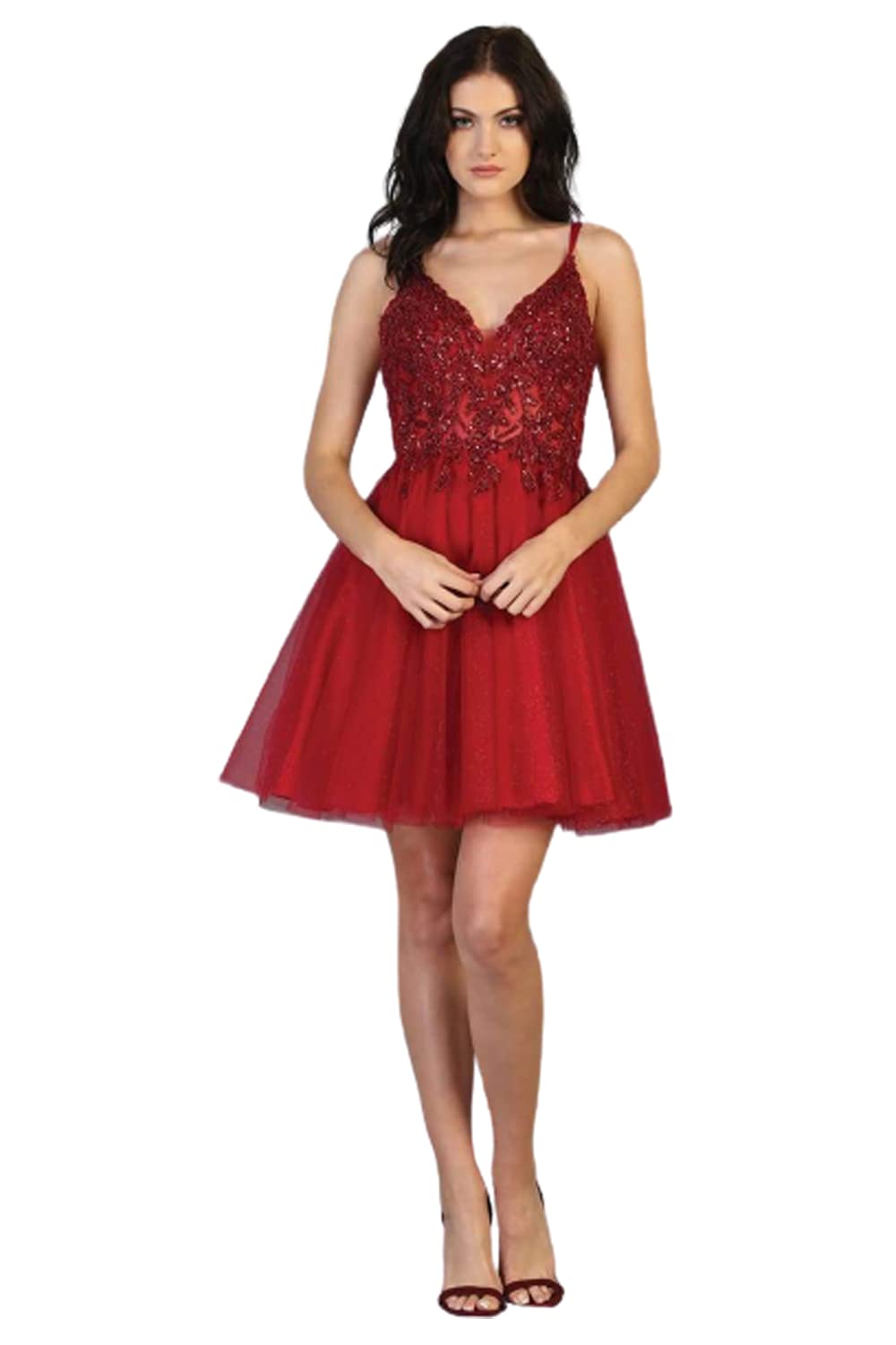 Elegant Burgundy Graduation Dress with Embellishments - Perfect for Graduation Ceremonies, Proms & Special Occasions
