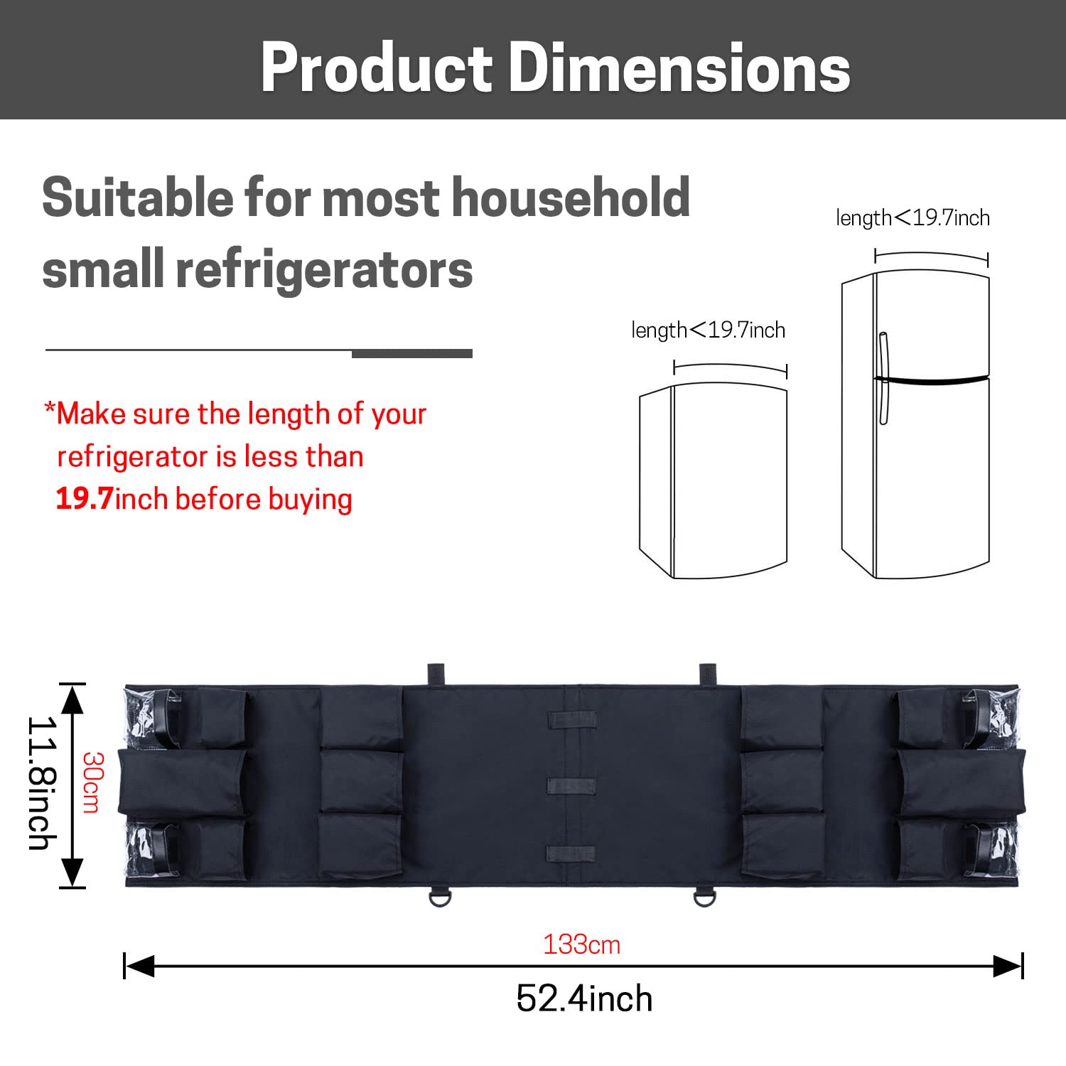 SWISSELITE Mini Fridge Caddy Organizer - 18-Pocket Over the Fridge Storage Organizer, Waterproof Hanging Organizer for Dorm, Kitchen, Office & Home - Perfect for Storing Spices, Snacks, Condiments & Kitchen Essentials