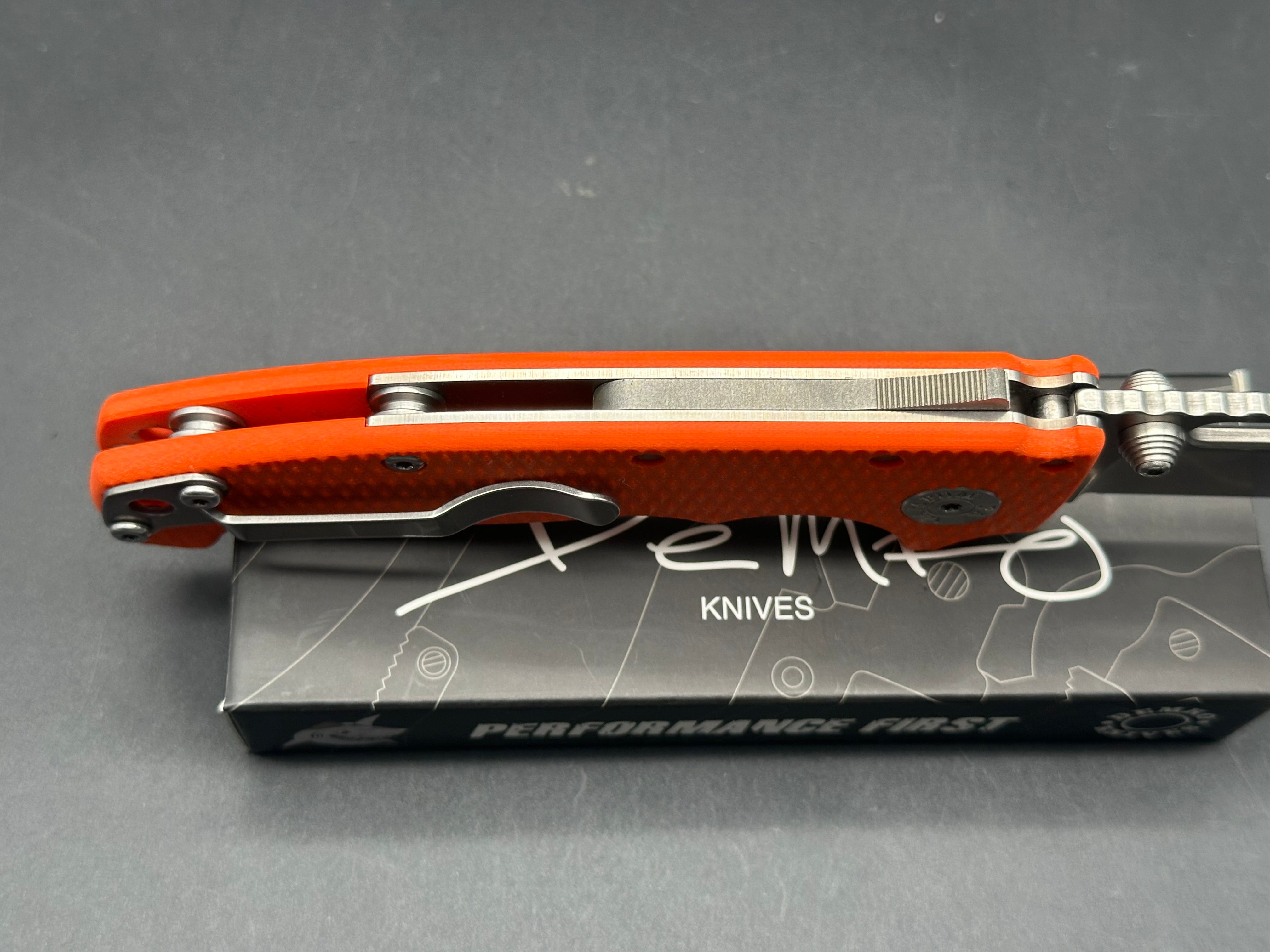 Demko AD20S Folding Knife - 20CV Steel Blade, Orange G10 Handle - EDC, Outdoor, Camping, Hunting & Survival Gear