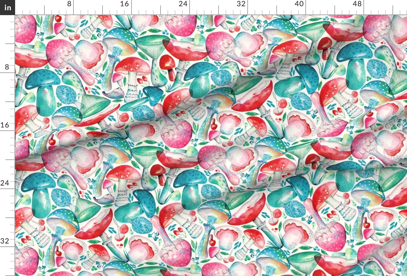Whimsical Watercolor Mushroom Printed Minky Fabric by The Yard - Soft & Durable for Sewing Baby Blankets, Quilt Backing, Plush Toys & DIY Crafts - Perfect for Nursery Decor, Home Sewing Projects & Gift Making