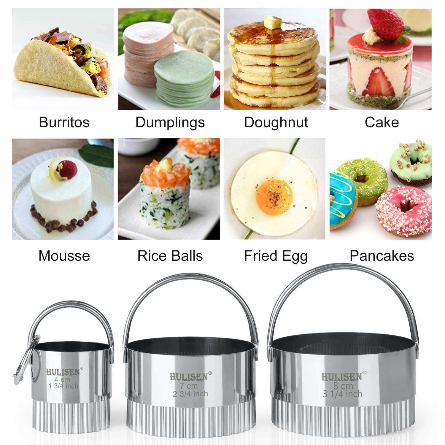HULISEN 3-Piece Biscuit Cutter Set with 2.75 Inch Square Cutter - Soft Grip Handle, Professional Baking Tools for Cookies, Pastry & Dough - Dishwasher Safe Baking Accessories - Perfect for Holiday Baking, DIY Desserts & Gift Giving