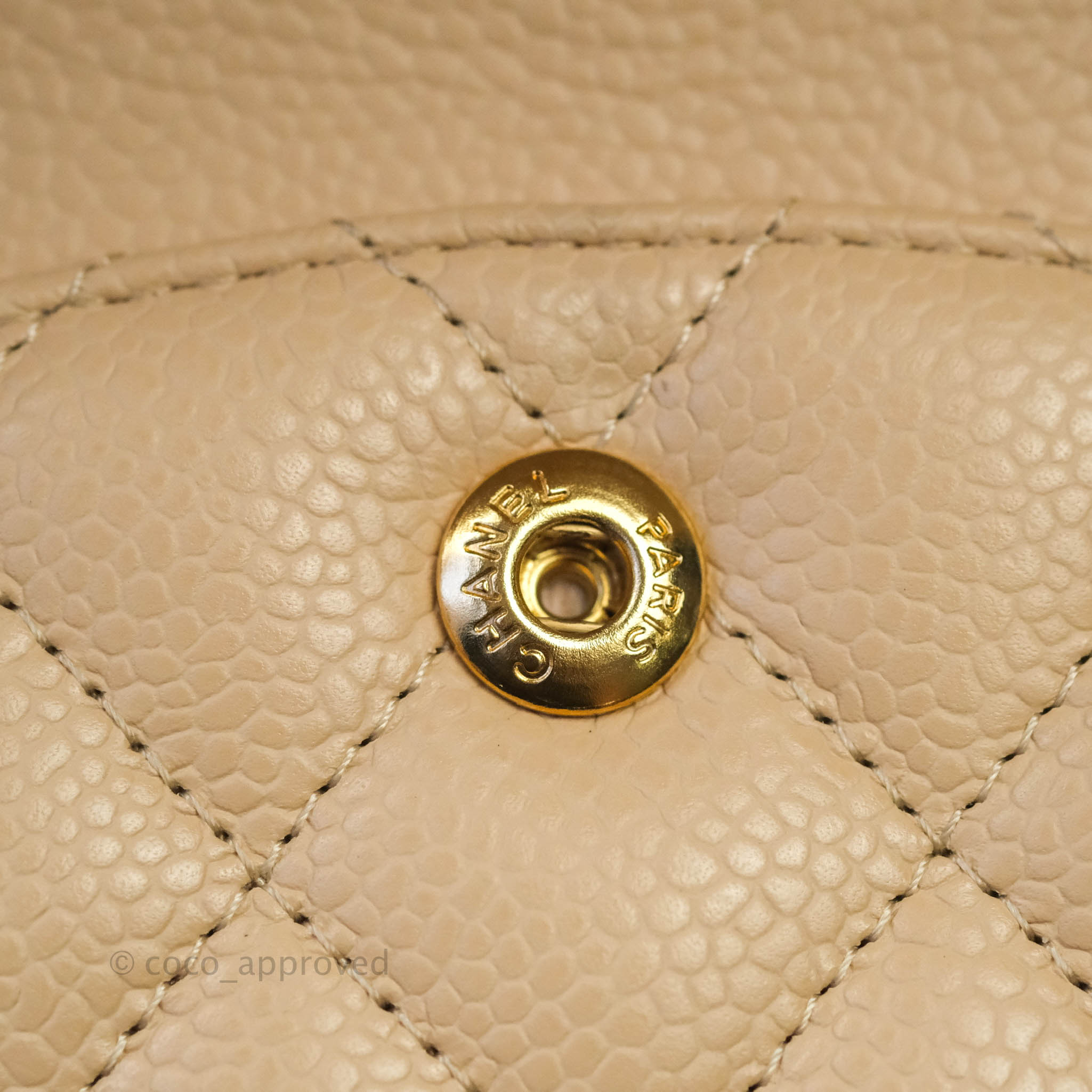 Chanel Classic M/L Medium Double Flap Bag in Beige Caviar Leather with Gold Hardware - Luxury Handbag for Women, Perfect for Work, Date Night & Special Occasions