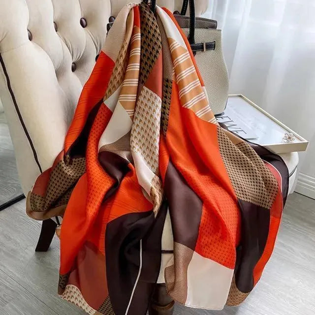Luxury Muffler Silk Scarves for Women - Soft Elegant Fashion Accessories for Winter, Fall, and Formal Occasions