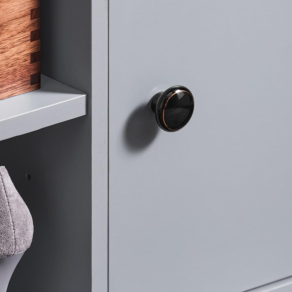 Haotian Storage Bench with Adjustable Shelf & Removable Cushion - Modern Shoe Cabinet for Bedroom, Entryway & Hallway | Grey Ottoman Bench for Organizing Shoes & Home Decor (FSR96-DG)